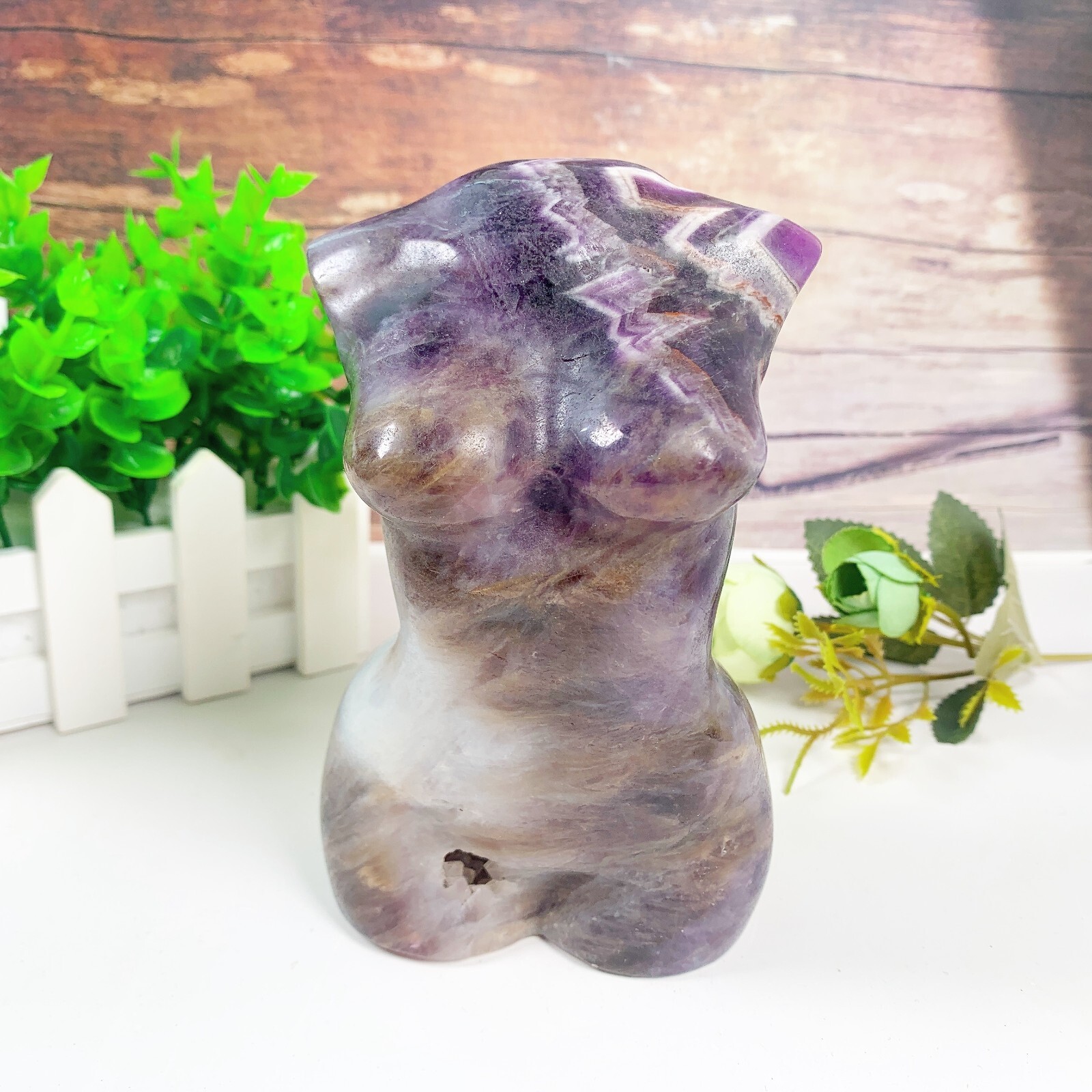 1pc Natural amethyst goddess Crystal woman body carving Home decoration