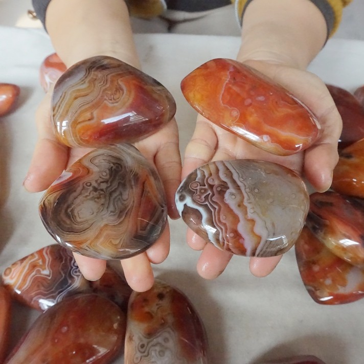 5Kg 11LB 28Pcs Natural Band Sardonyx Carnelian Agate Crystal Palm Stone Healing