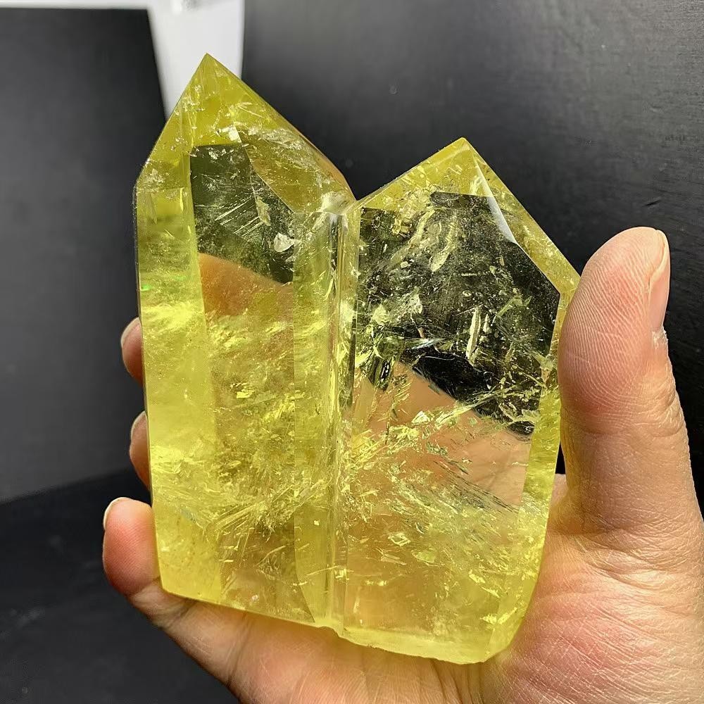1.21LB Natural Citrine Quartz Obelisk Energy Crystal Tower Point Reiki +Stand