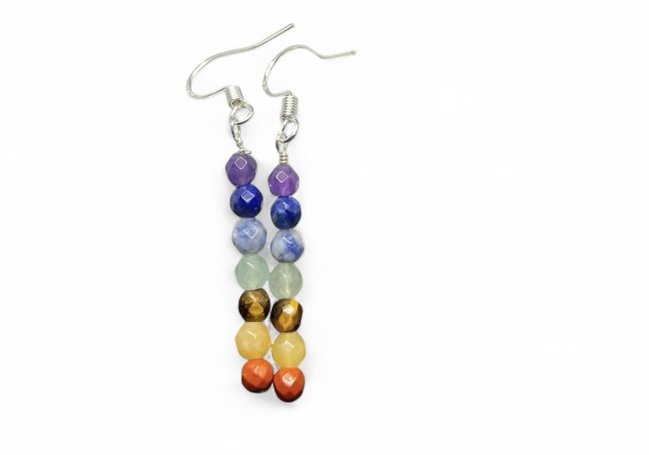 7 Chakra Stone .925 Sterling Silver Earrings