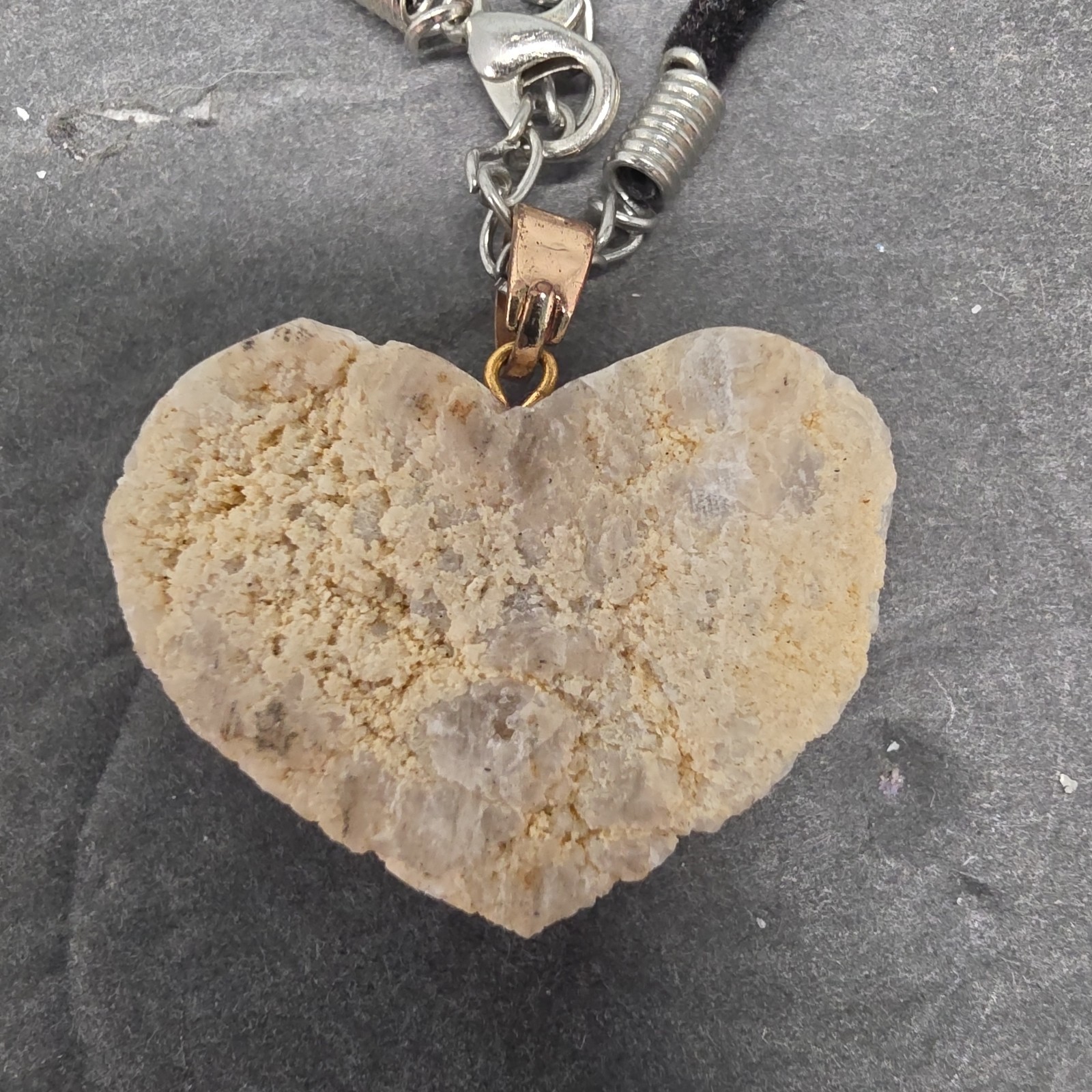 Quartz Heart Necklace | White Natural Stone Charm | Elegant Boho Jewelry