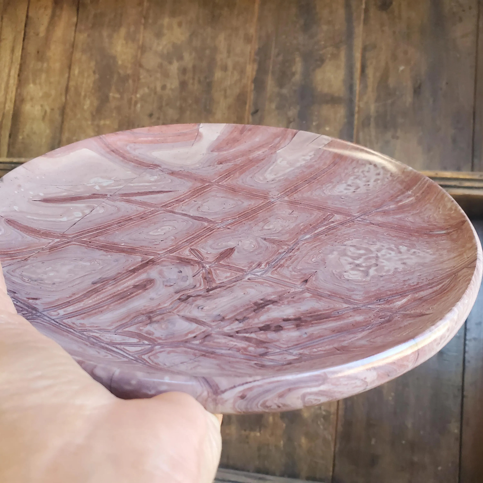 Picture Story Jasper Platter Plate Pink Pastel Serving Display Crystal 1260 gram