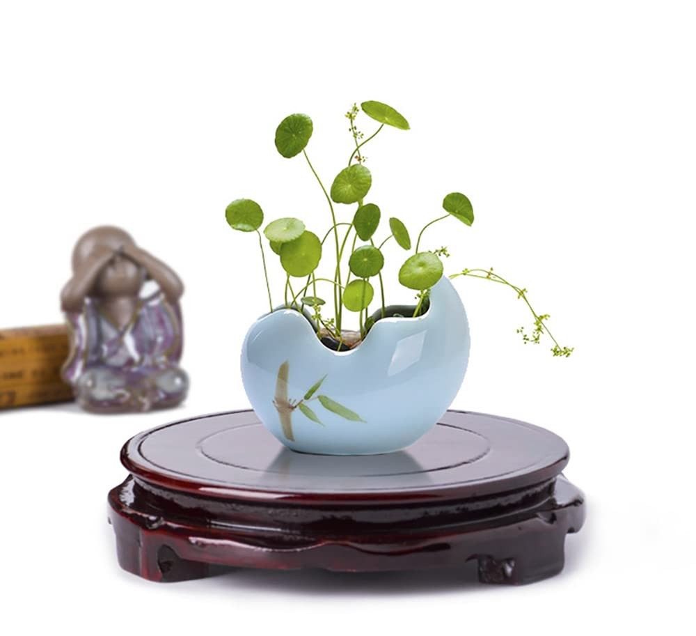 Round Imitation Solid Wood Rosewood Non-Rotating Base Household Vase Plant Fi…