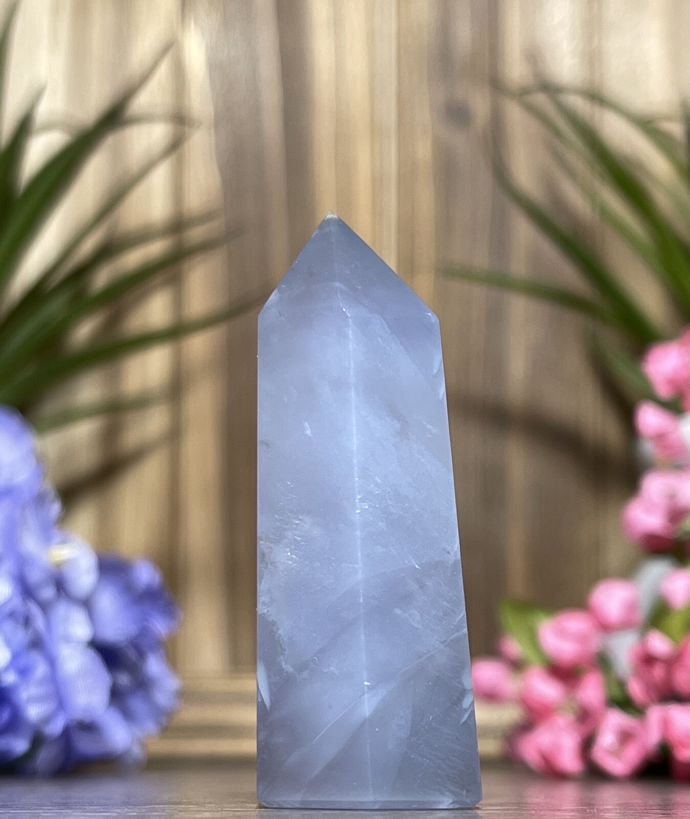 BLUE CHALCEDONY TOWER – Mineral Point Generator Chakra Reiki Witch Crystal Decor