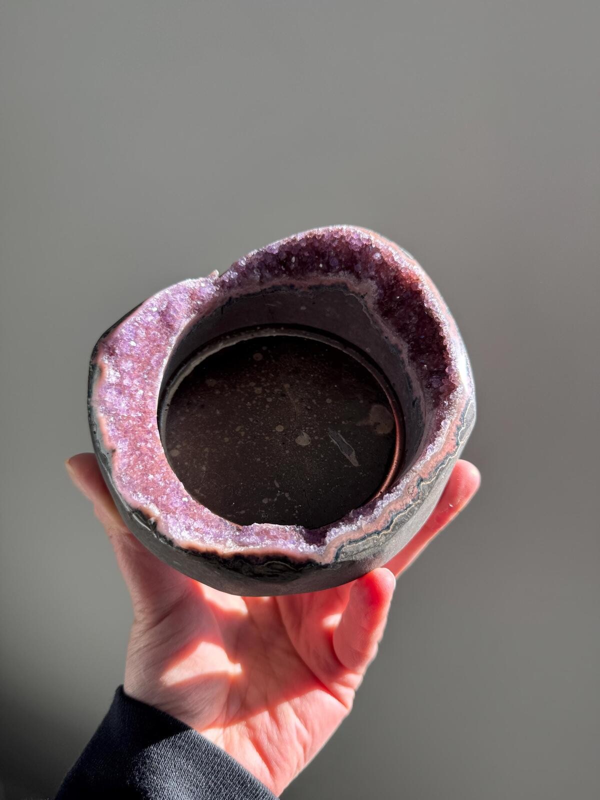 Galaxy Amethyst Crystal Cluster Geode Tea Light Candle Holder Plant Stand A11