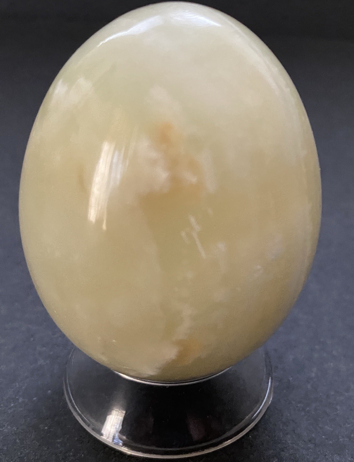 Natural Onyx Stone Egg With Stand Hand Polished Banded Agate Calcite Crystal