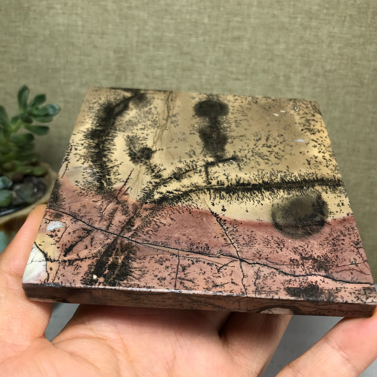 Natural Chinese painting stone crystal ornaments for home decoration 259g A5362