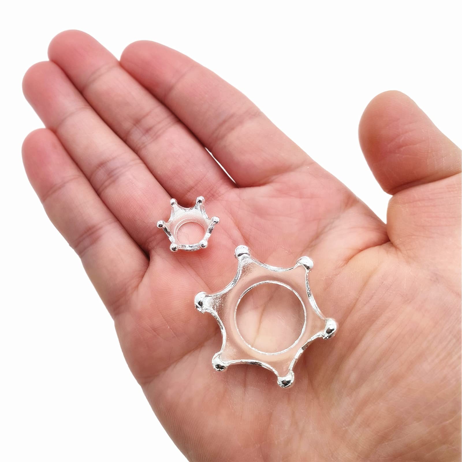 2 sizes 10 pcs Metal Silver Crystal Ball Stands Globe Stone Holders Sphere Di…