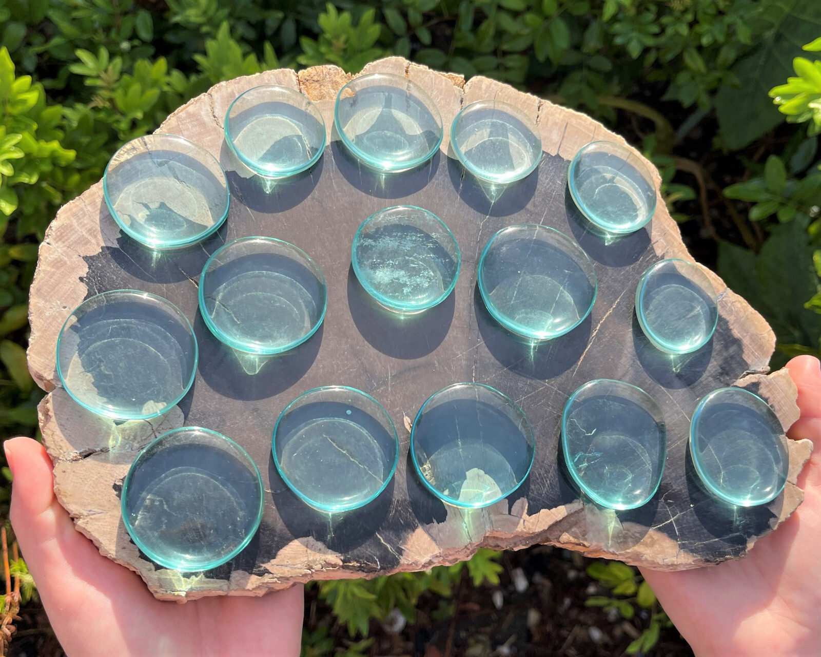 Blue Aqua Obsidian Palm Stone MEDIUM, Smooth Obsidian Polished Worry Stone