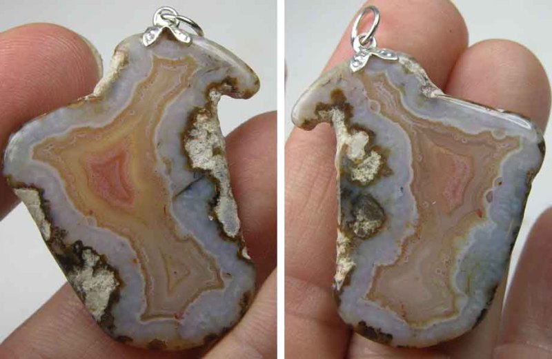 #3 26.80ct or 5.35g 100% Natural Brazilian Geode Agate Slice Pendant 1 7/16 in