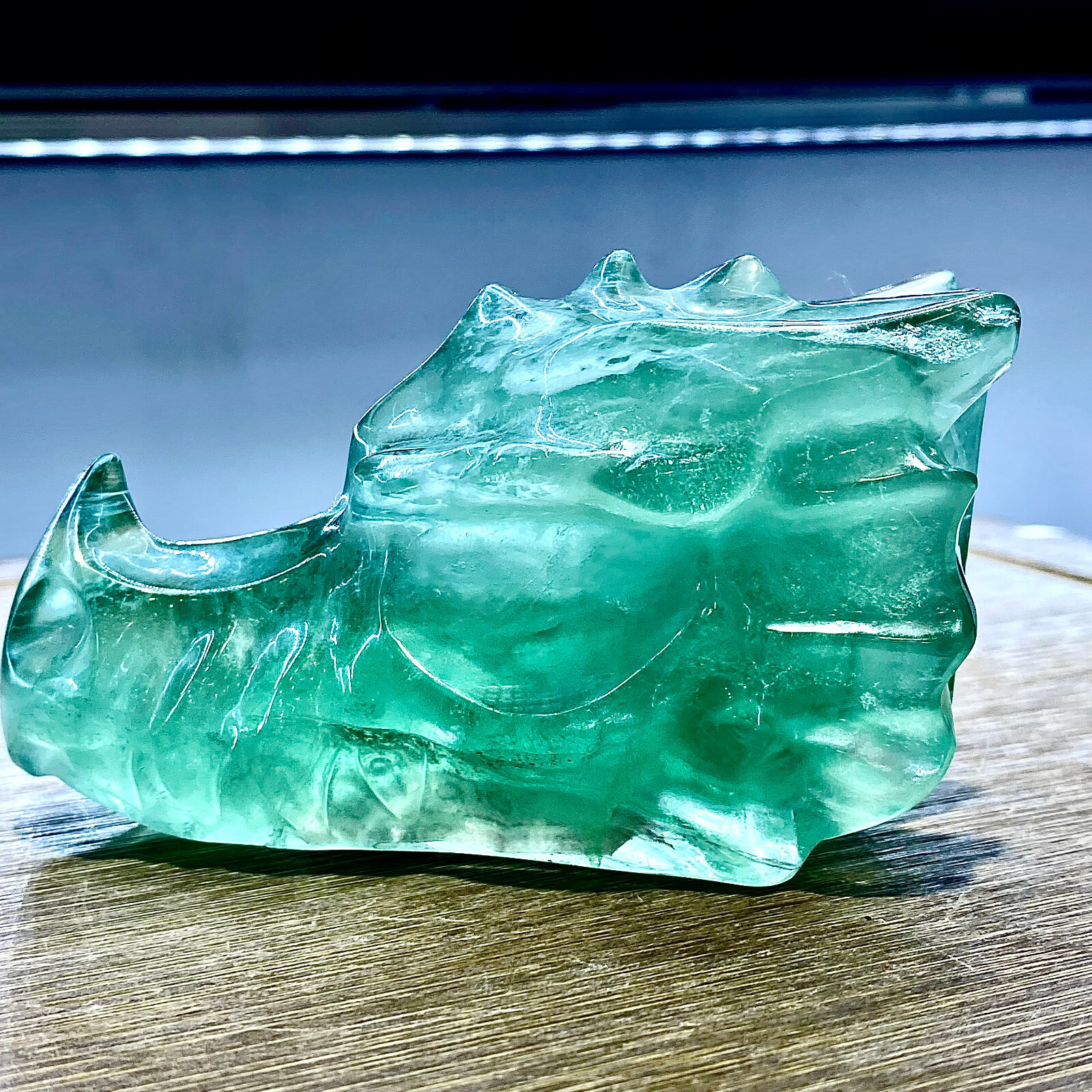 355G Natural fluorite quartz products, hand carved and polished spiritual orname