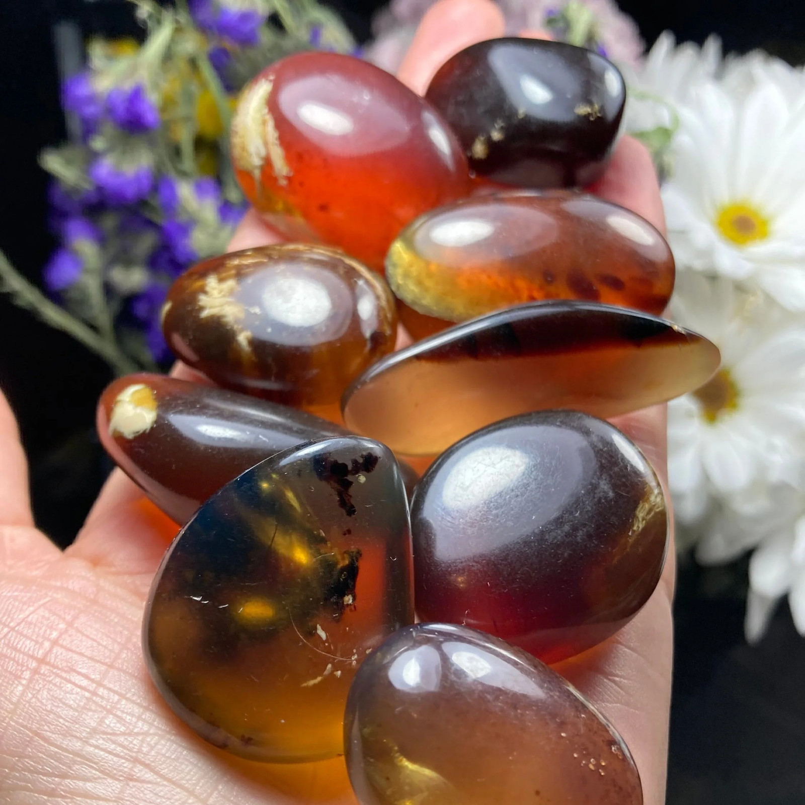 Blue Amber Specimen, Polished Amber from Indonesia