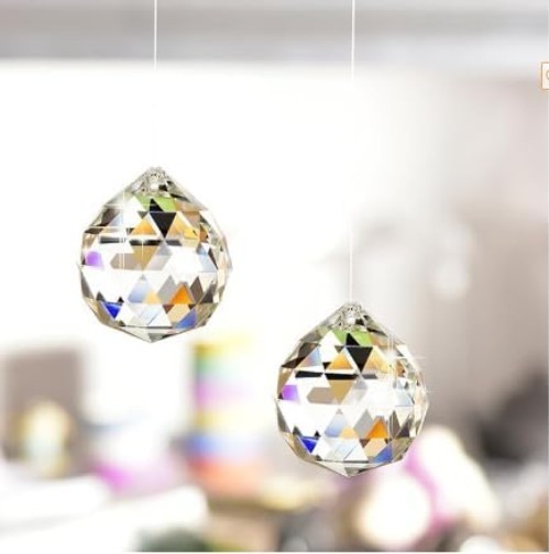 Elegant Glass Crystal Ball Prism Suncatcher Set – 3 x 40mm – For Colorful Light