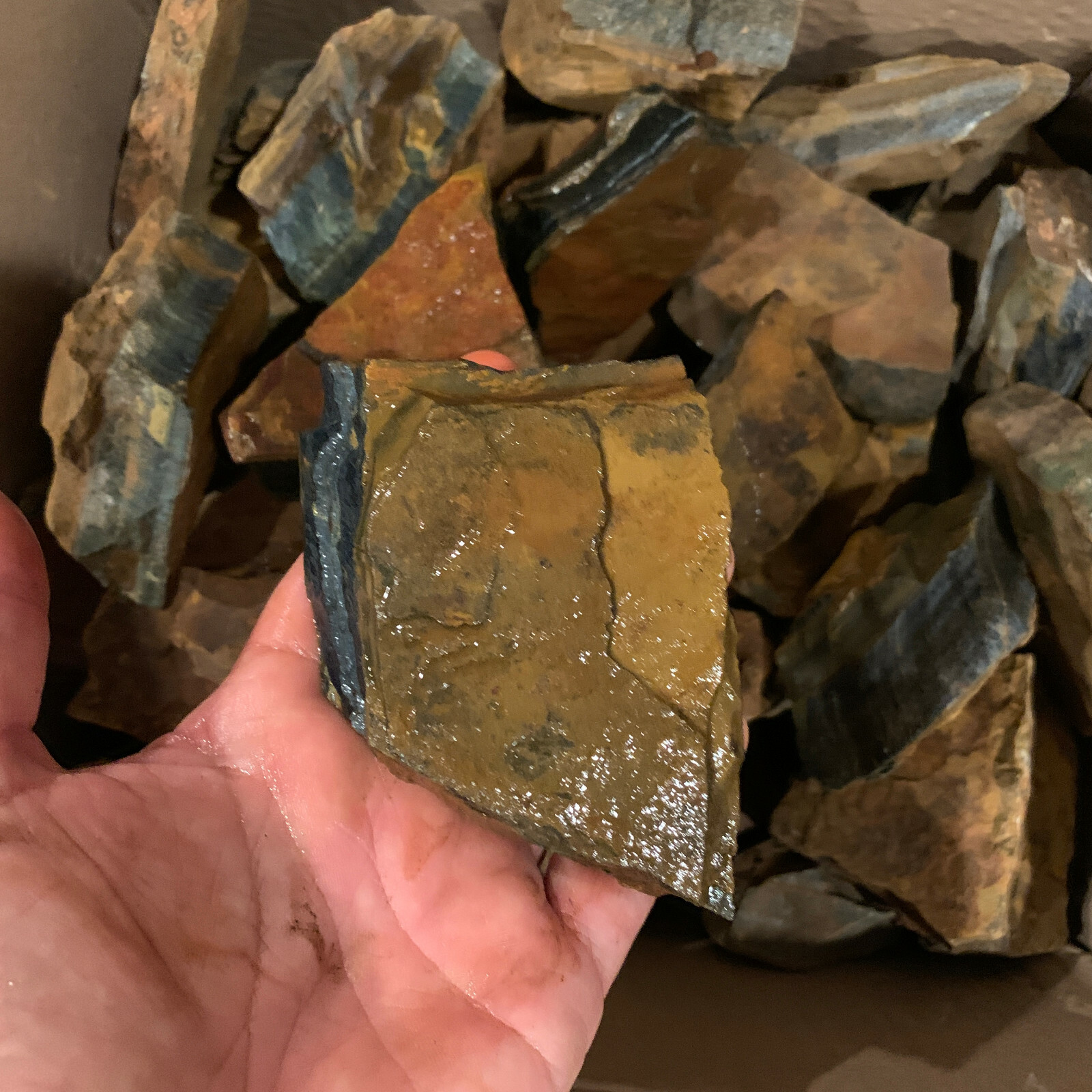 LARGE BLUE Tiger Eye Rough – 5,000 Carat Lot + a FREE Faceted Gemstone (V. RARE)