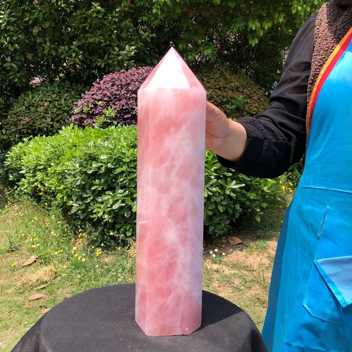 12.16LB Natural rose quartz obelisk pink crystal tower point healing decor