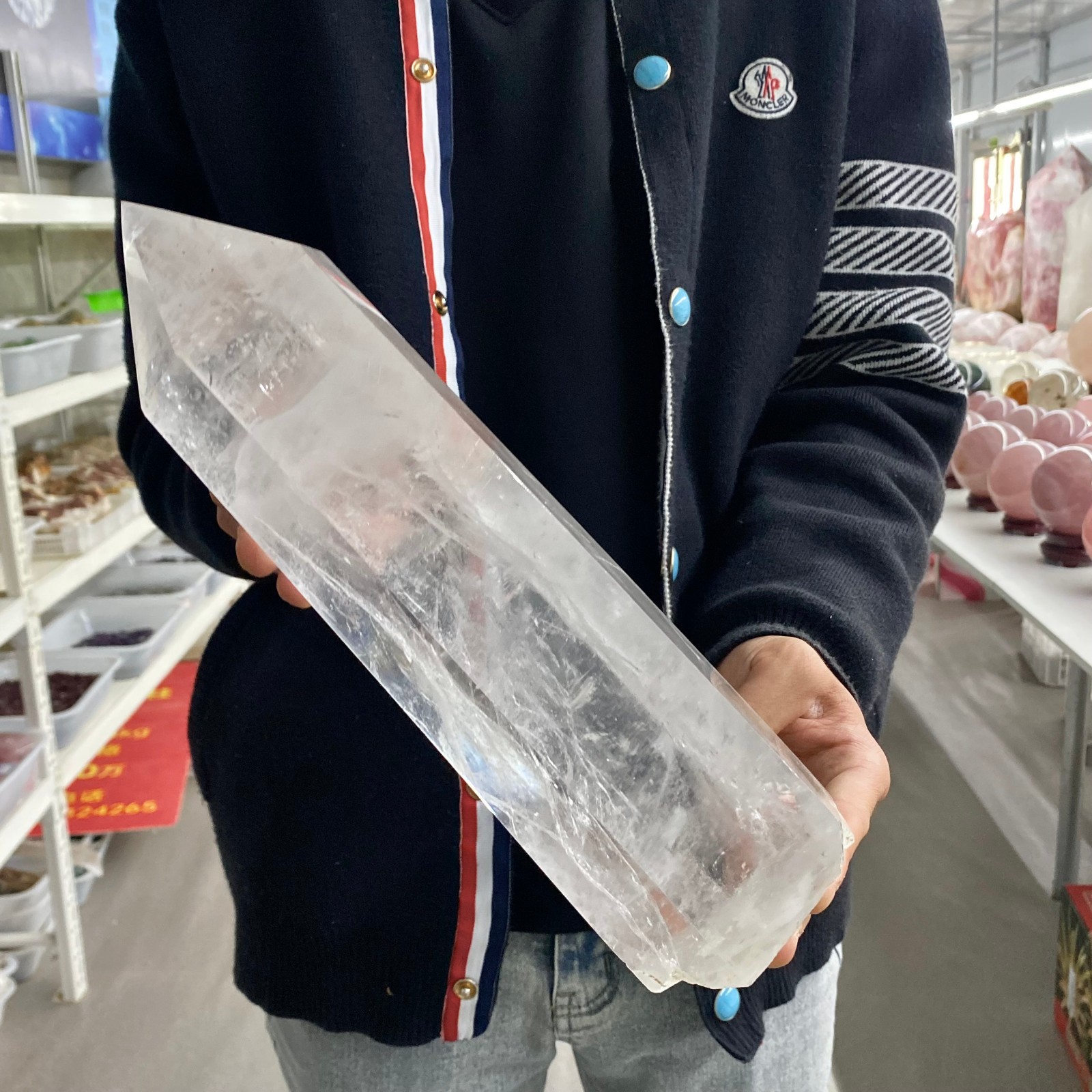 7.34LB Natural Clear Quartz Crystal Point Healing Wand Polished Rock Crystal Rei