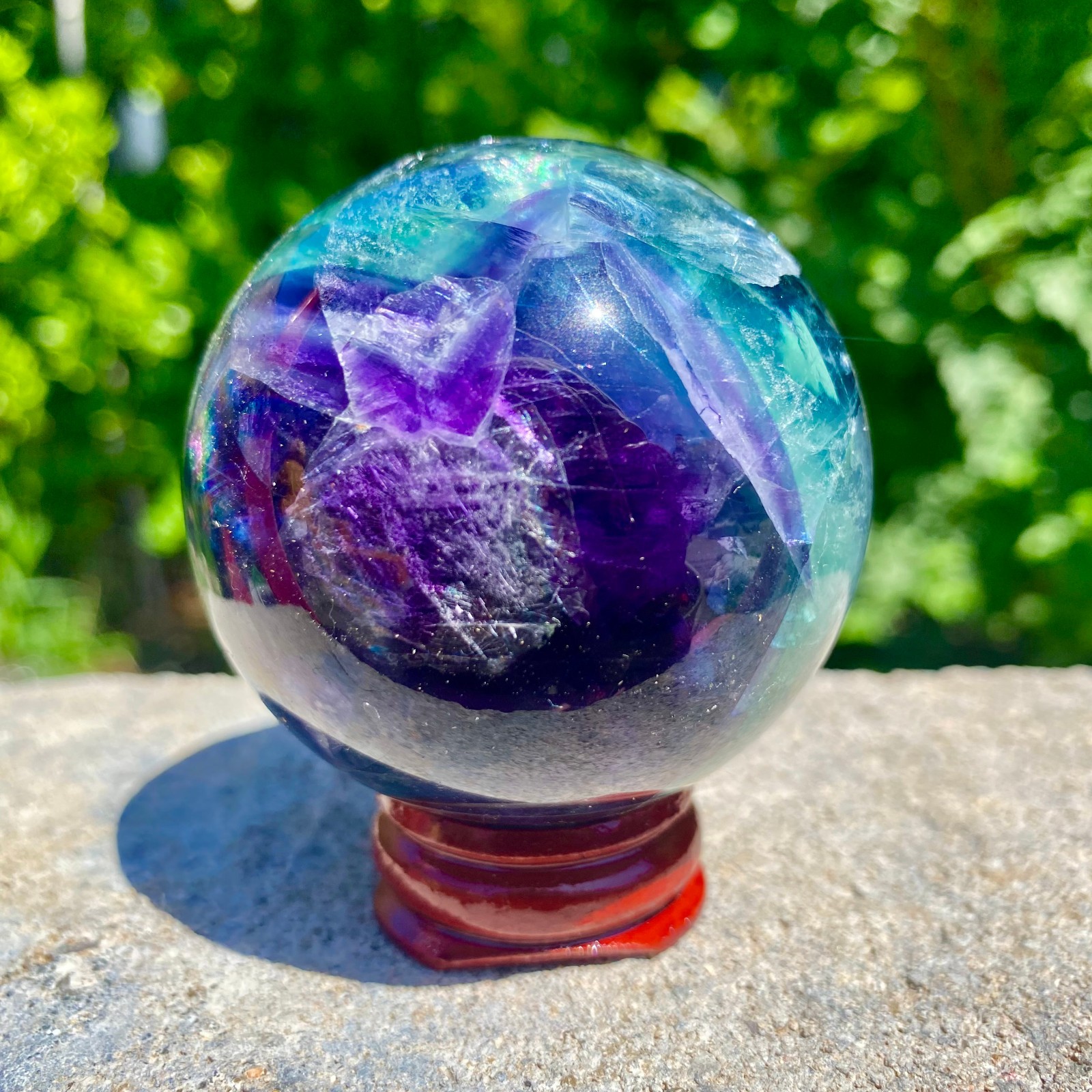 304G natural Green fluorite ball quartz crystal Sphere Reiki energy healing