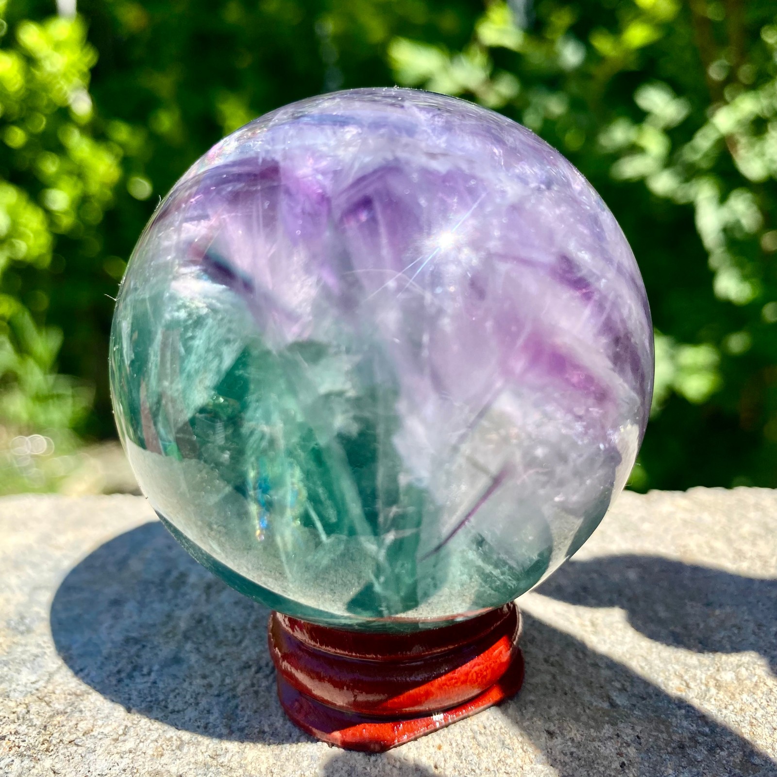 305G natural Green fluorite ball quartz crystal Sphere Reiki energy healing