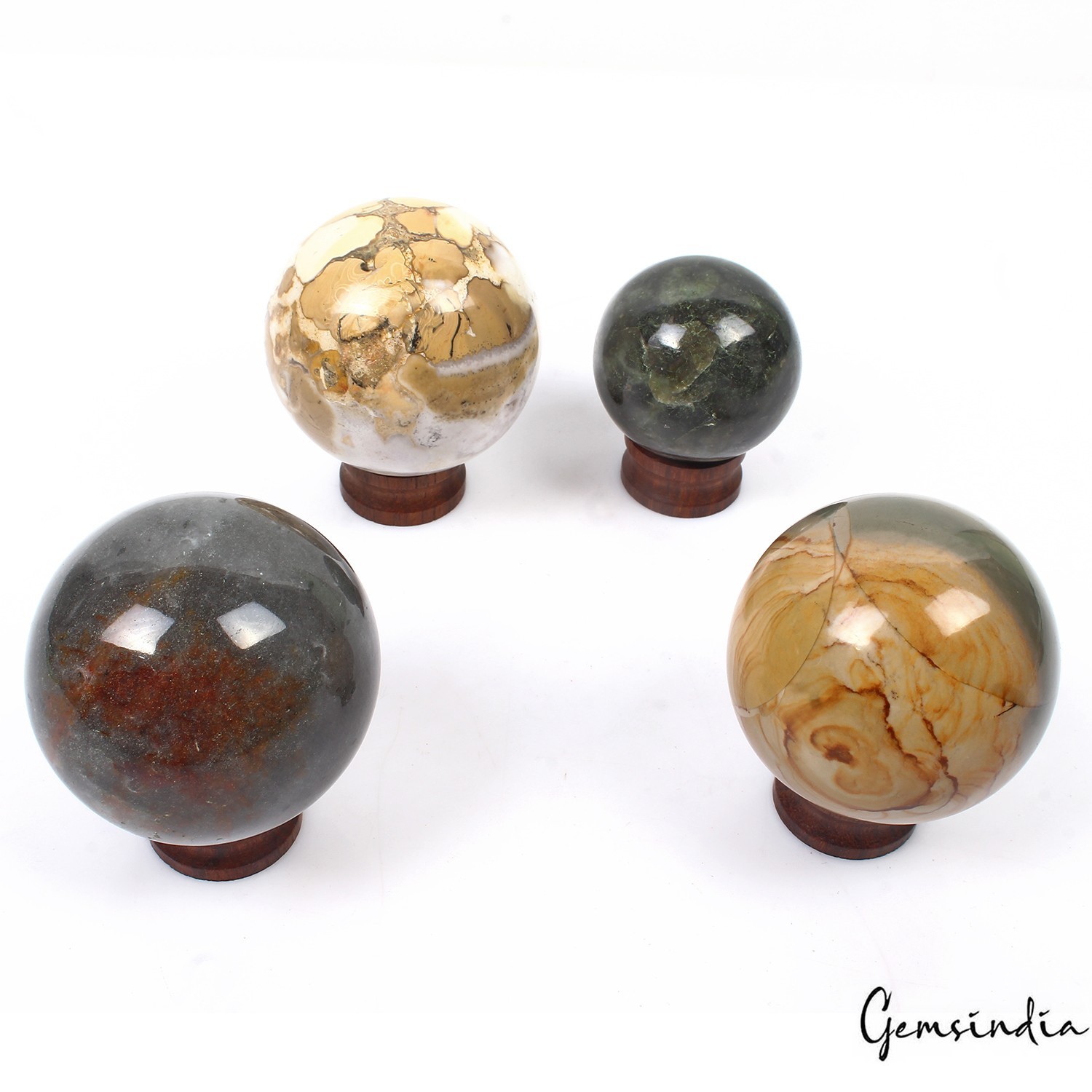 4180 Ct/4 Pcs Natural Untreated Multi Gems Healing Crystal Sphere Wholesale Gems