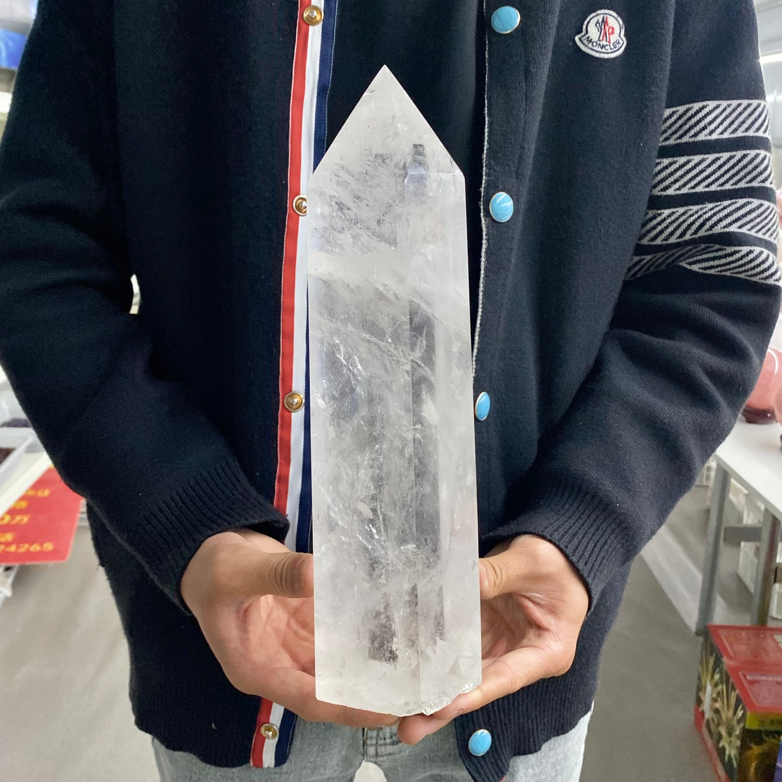 7.34LB Natural Clear Quartz Crystal Point Healing Wand Polished Rock Crystal Rei