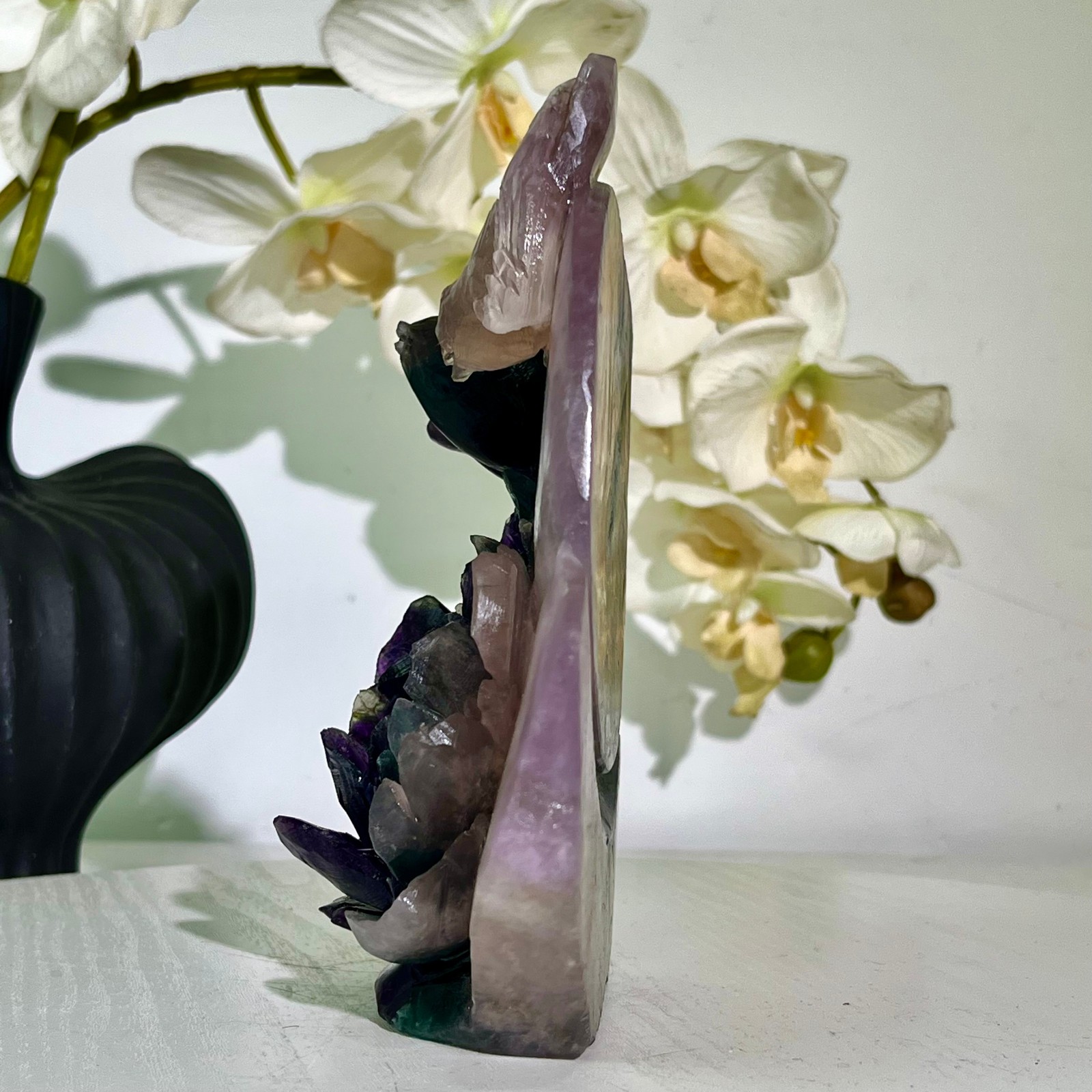 2.53LB Natural fluorite quartz products, hand carved and polished spiritual orn