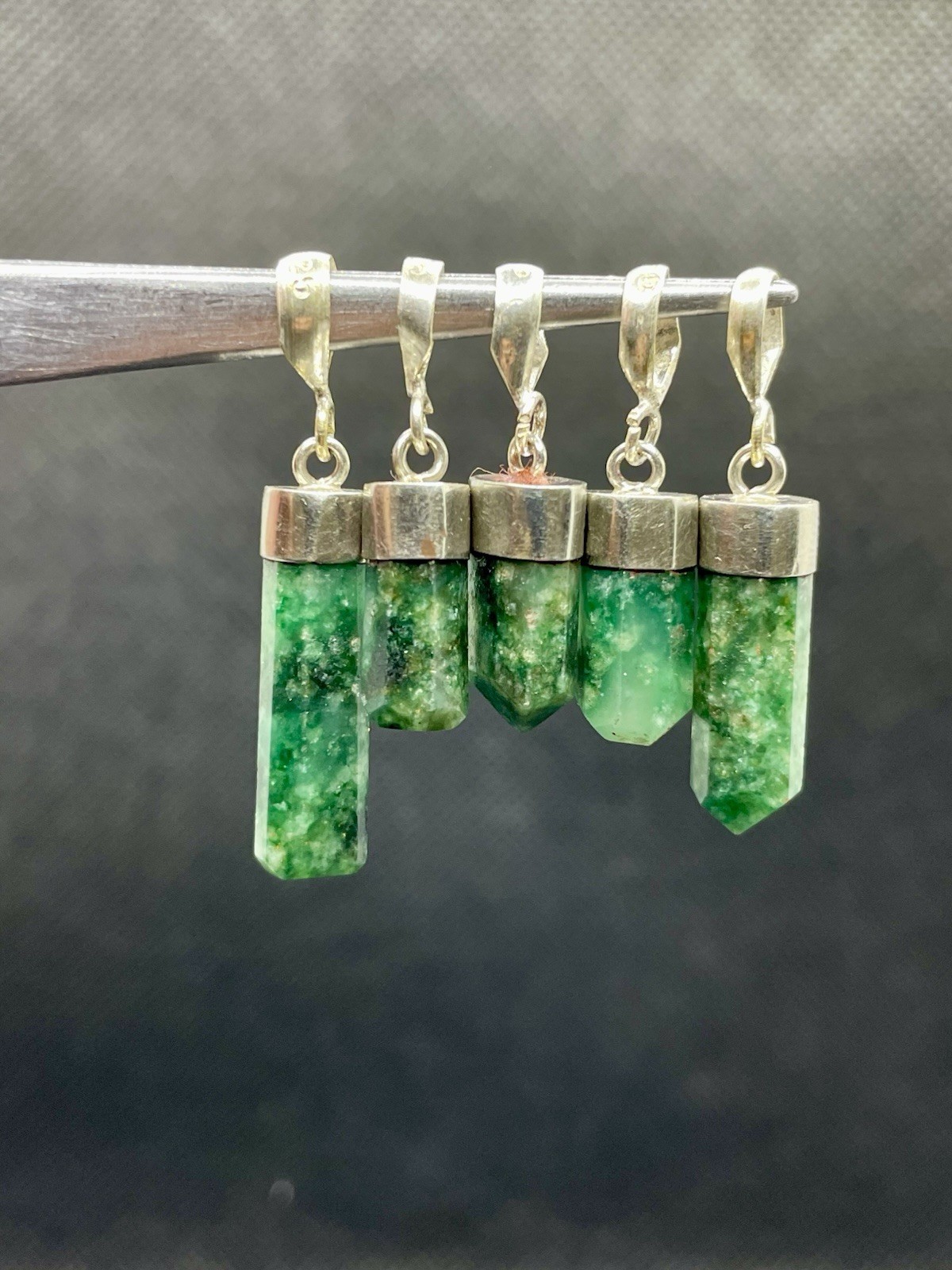 5 Pieces Beautiful Aventurine Pendants With Silver 925