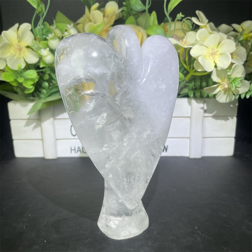 1.3LB 5.9″ Natural A+ Clear Quartz Angel Carving Crystal Quartz Mineral Decor