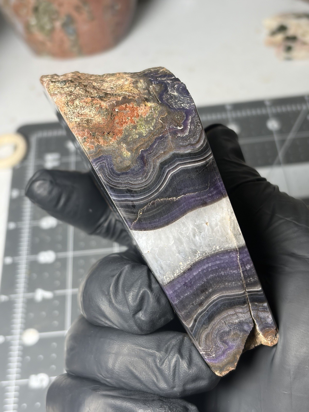 Purple Passion Agate Old Stock Free Form Banding Mexico Laguna