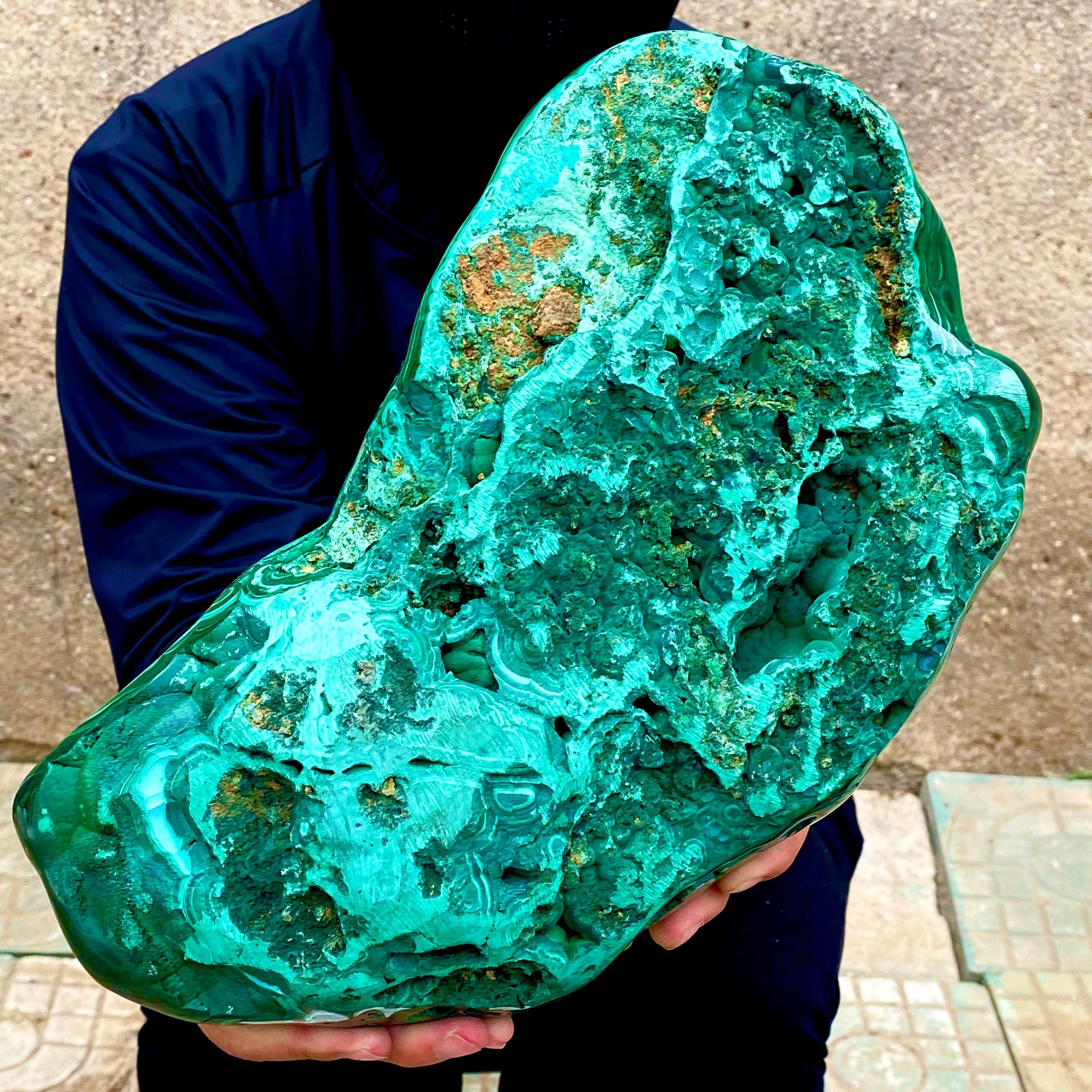 15.7LB Natural glossy Malachite transparent cluster rough mineral sample
