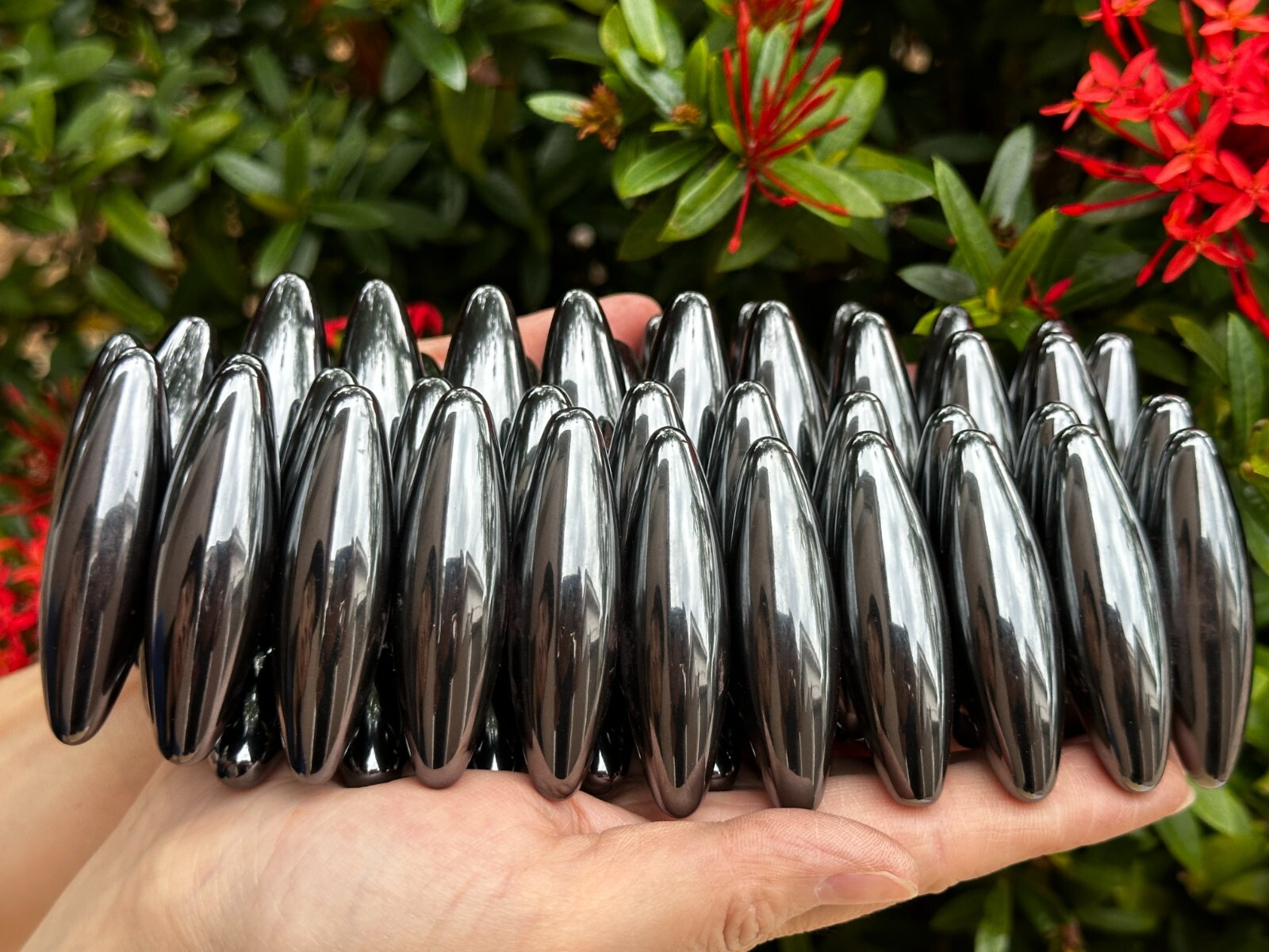 Magnet Hematite Elliptical Zingers, Oval Magnet Hematite, Wholesale Bulk Lot