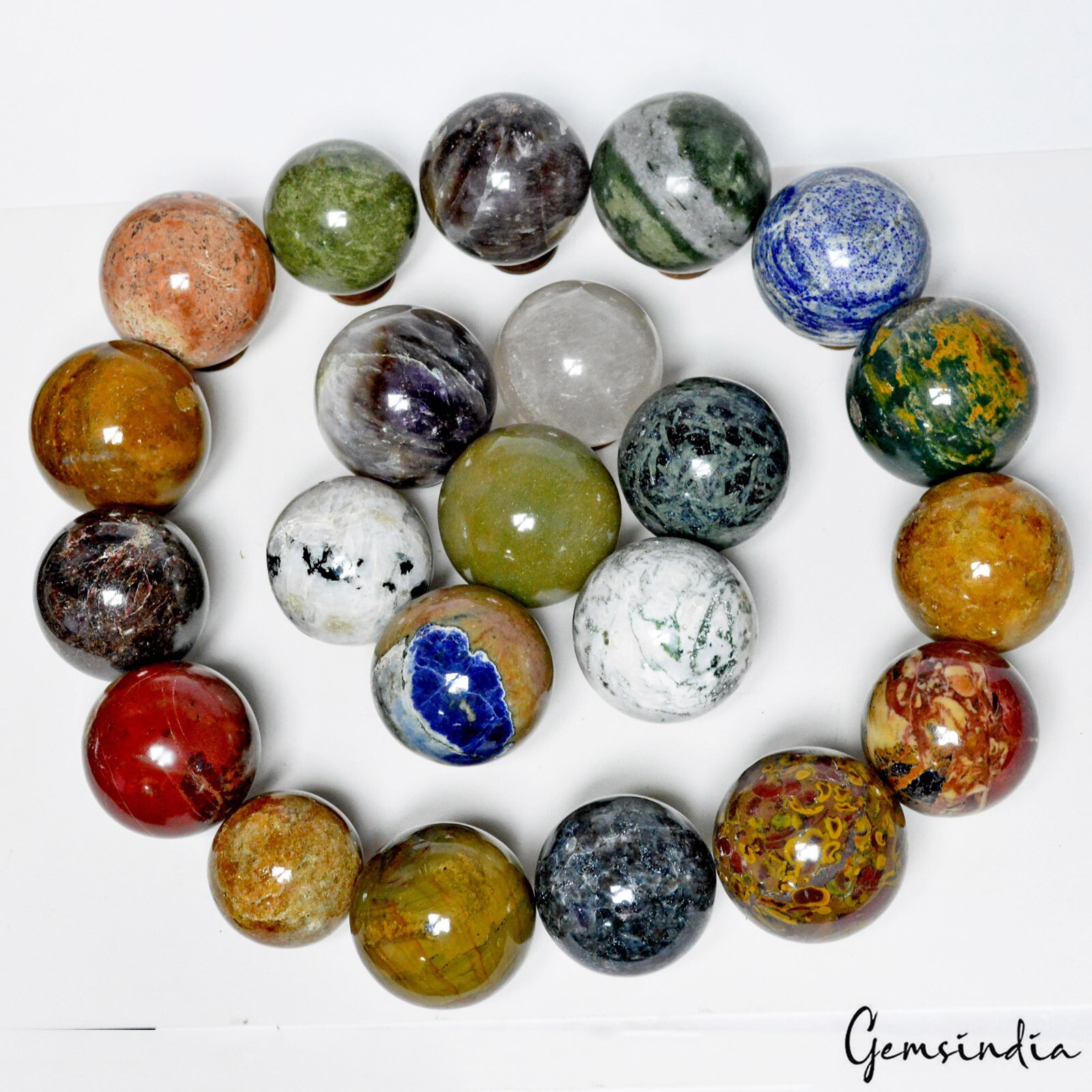 22 Pcs Set/48-61mm Natural Multi Color Healing Crystal Mineral Gem Spheres/Ball