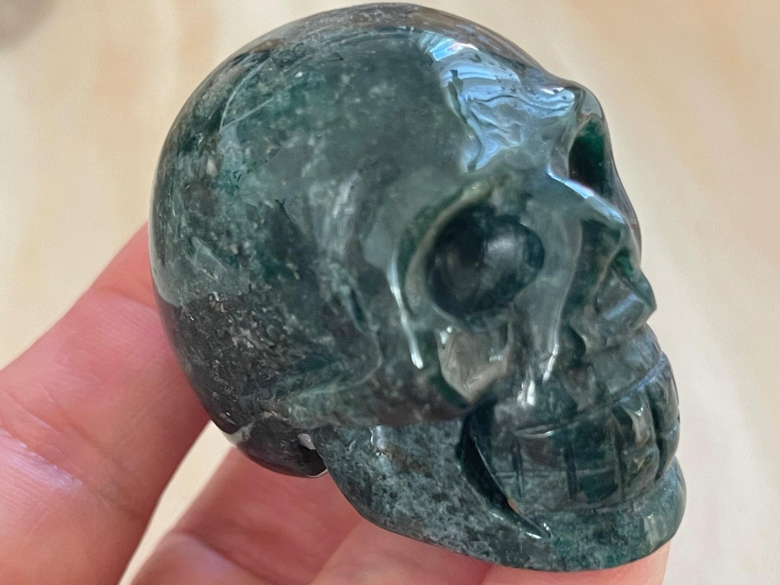 2.0″ Natural Indian Agate Carved Crystal Skull, Crystal Healing #5112