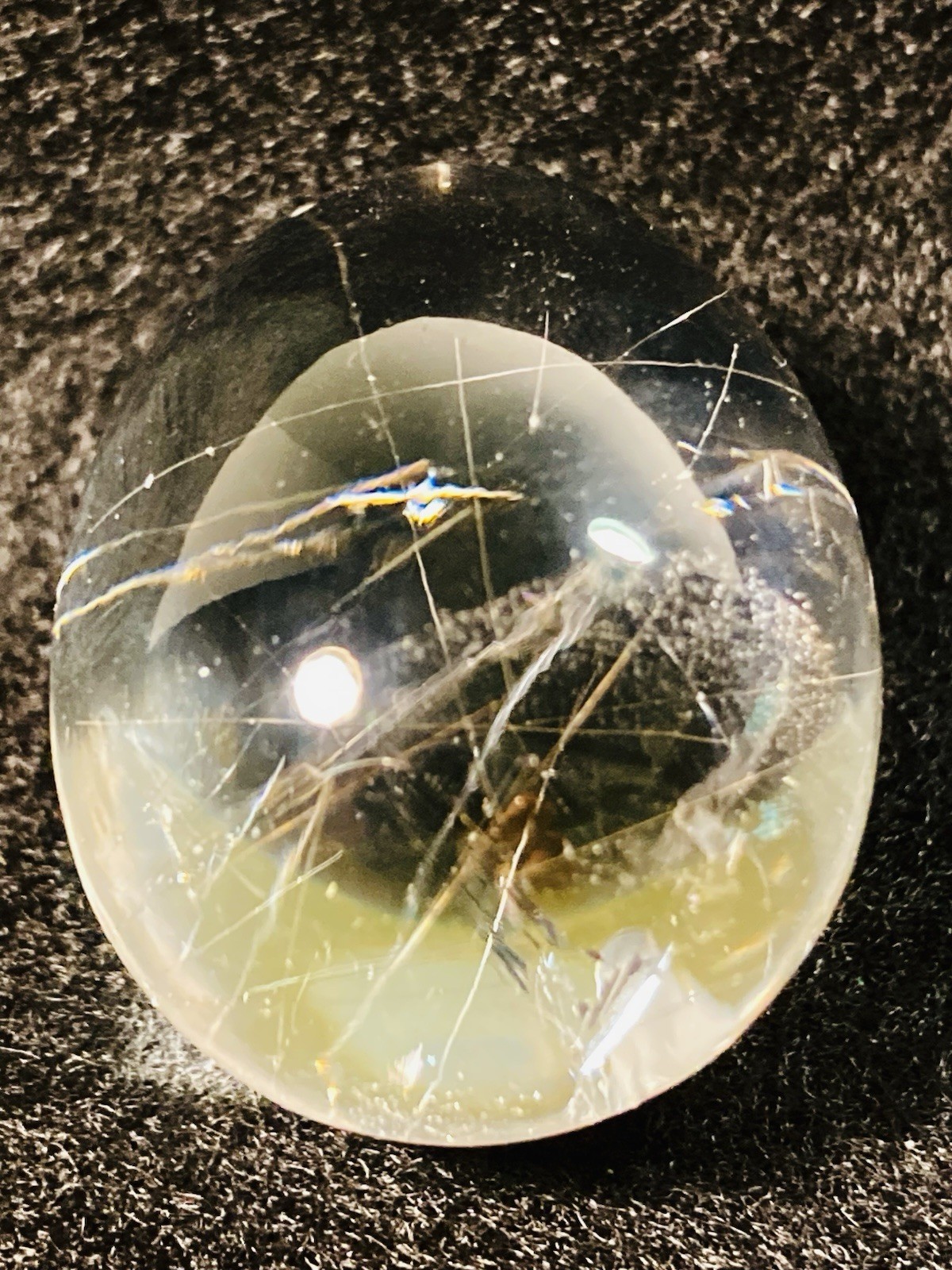 Rutilated Quartz natural fine Egg clear 33 grams 1.5”across hairy mineral