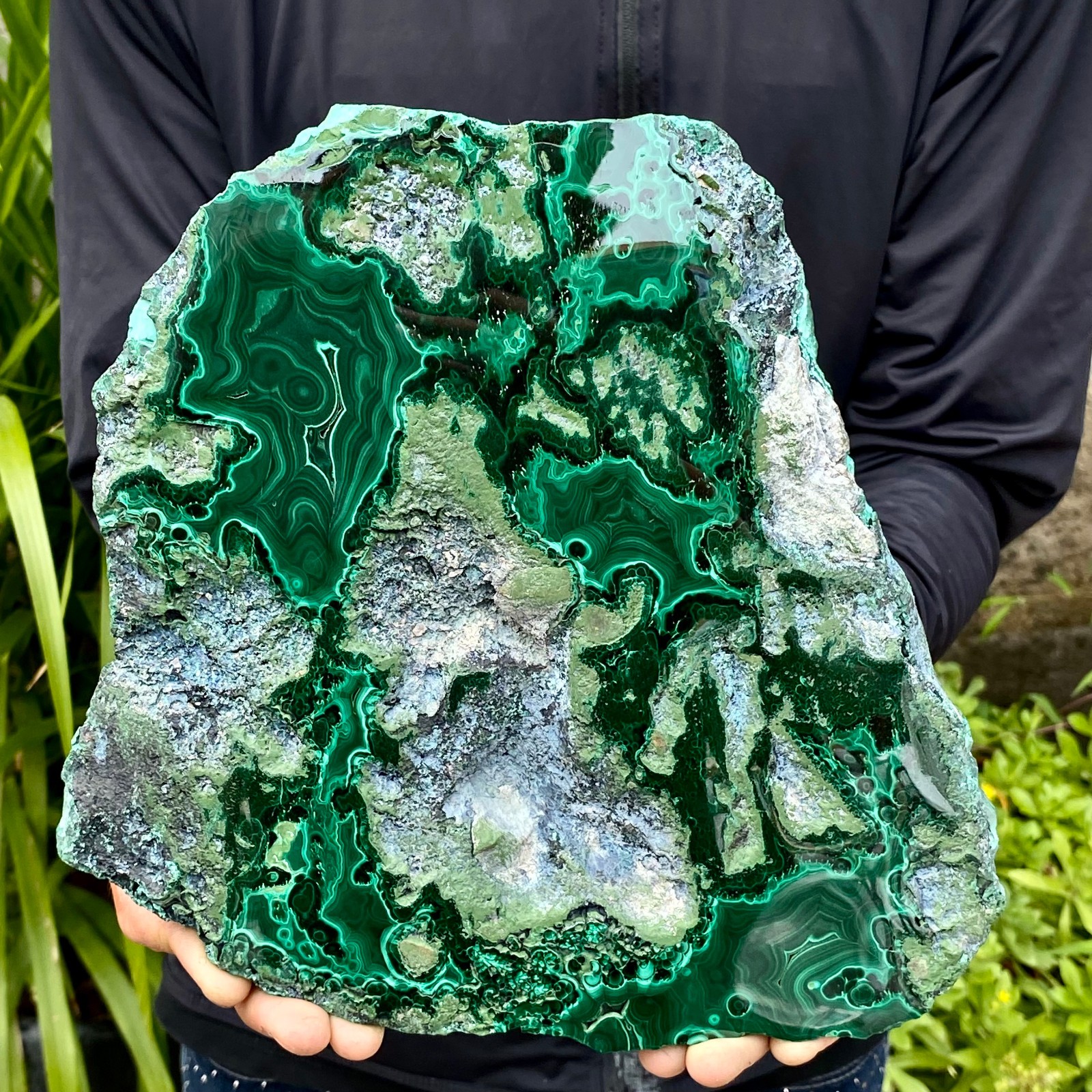5.59LB Natural Green Malachite Slab Quartz Crystal Slice Ore Specimen Healing