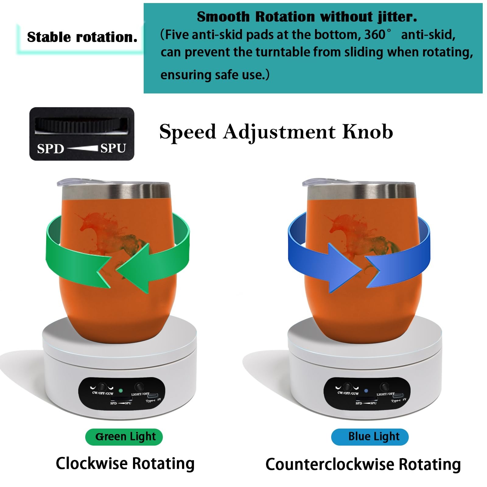 LED Rotating Display Stand 360° Lighted Base for Crystal Glass Art 4.72in