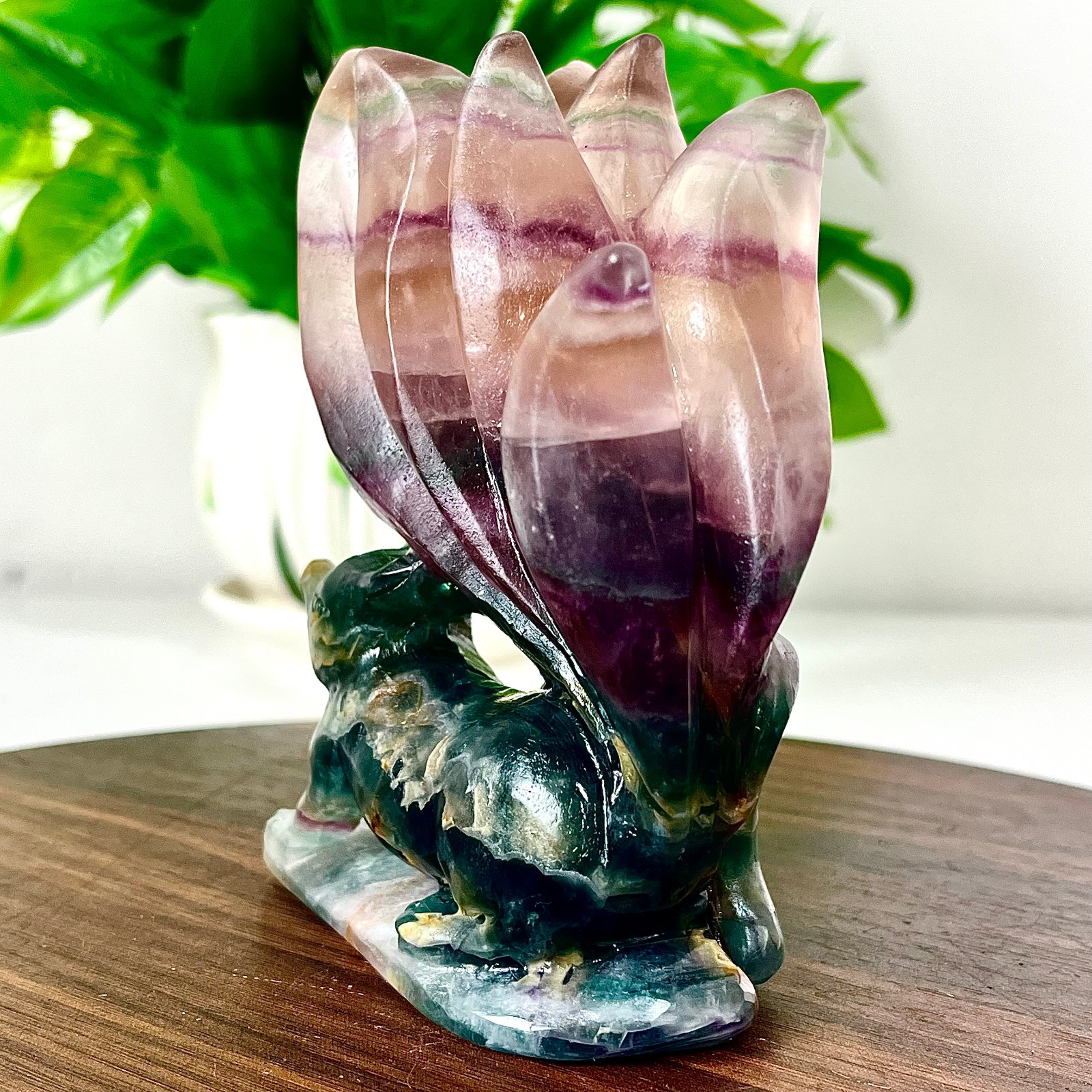 2.05LB Natural fluorite quartz products, hand carved and polished spiritual orna