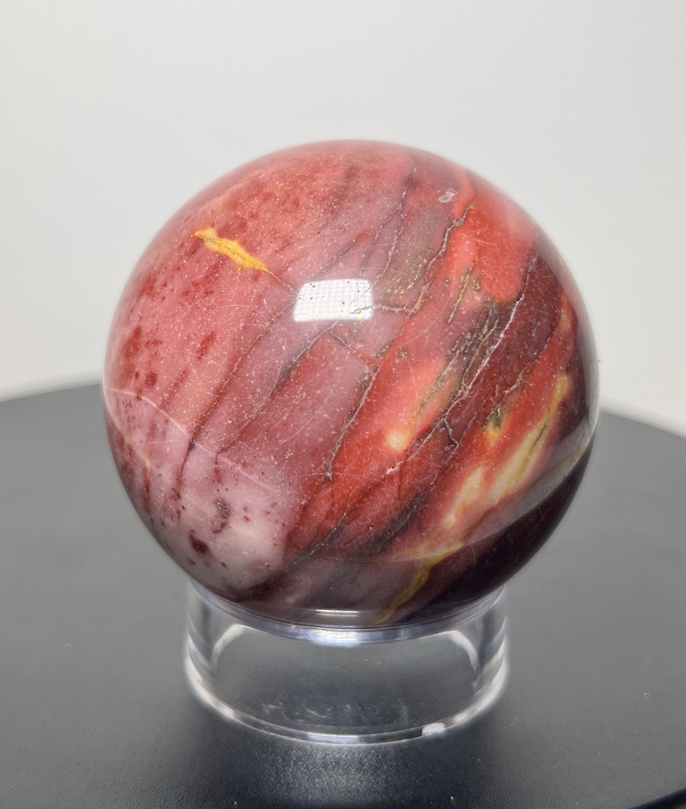 Mookaite 3 Piece Set – 2 Towers & Sphere (65mm) w/holder -see description & pics