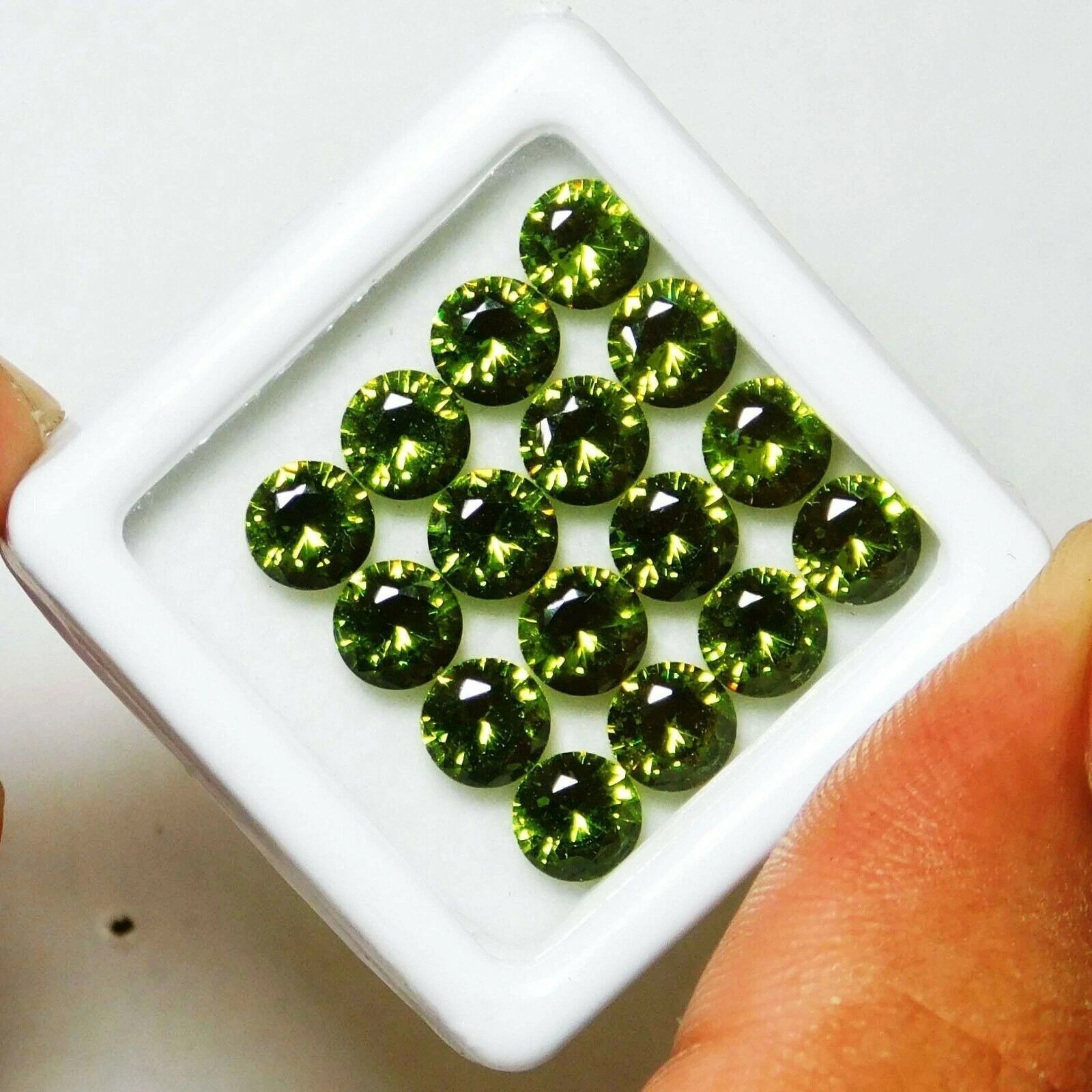 14 Pcs Green SAPPHIRE 12 To 14 Ct Natural CERTIFIED Loose Gemstone Round Shape