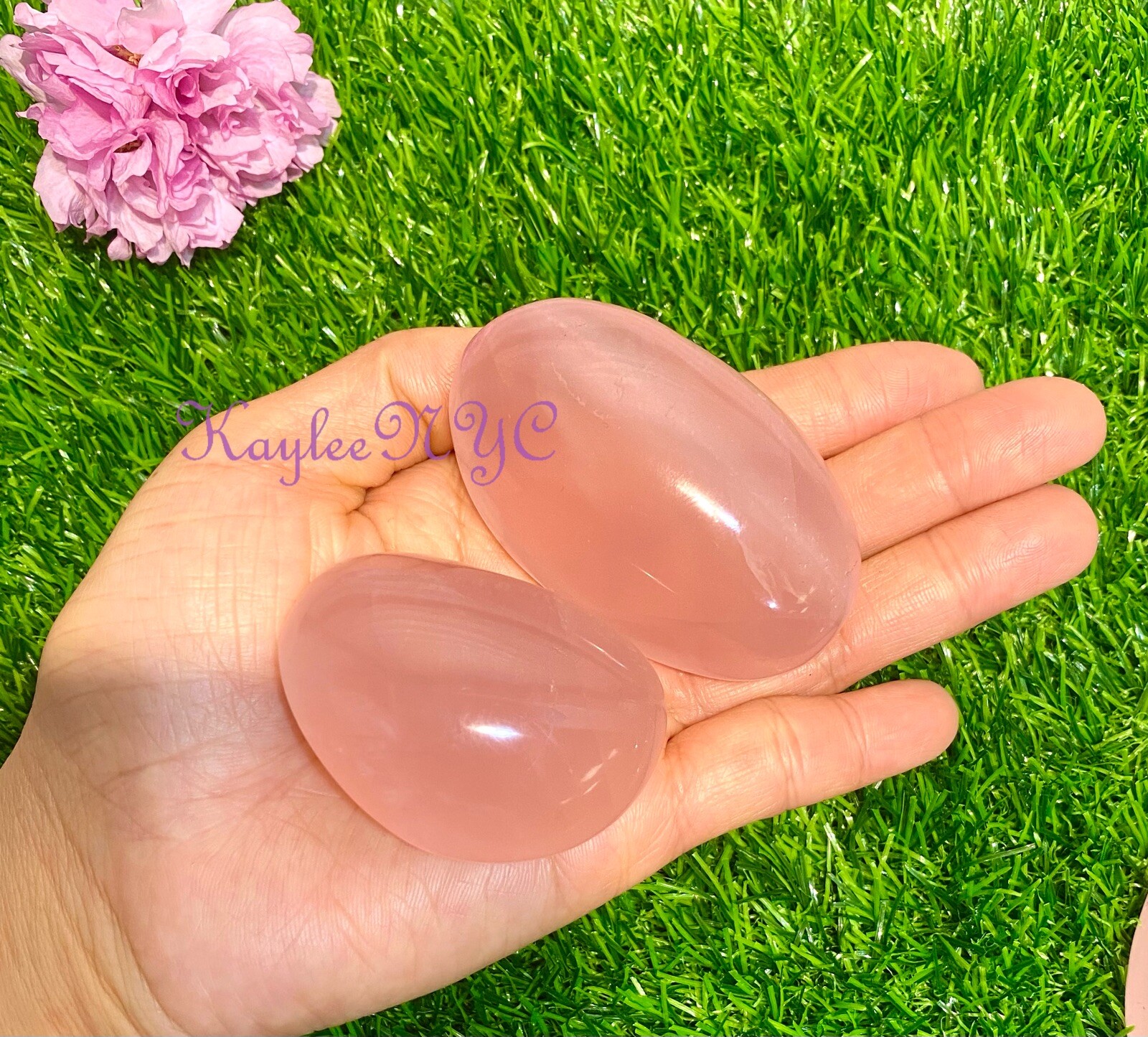 Wholesale Lot 2 Lbs Natural Rose Quartz Palm Stone Crystal Healing