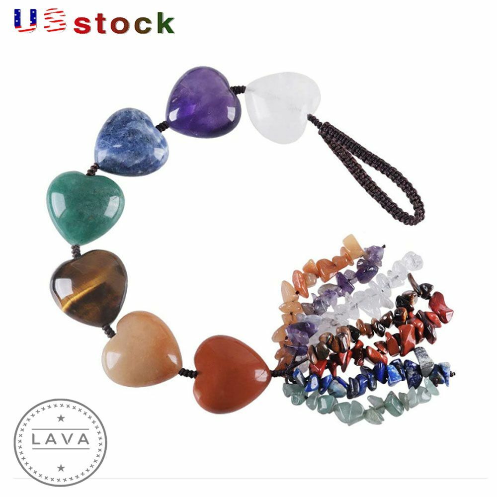 7 Chakra Stones Car Rearview Mirror Pendant Hanging Charm Auto Ornament Decor