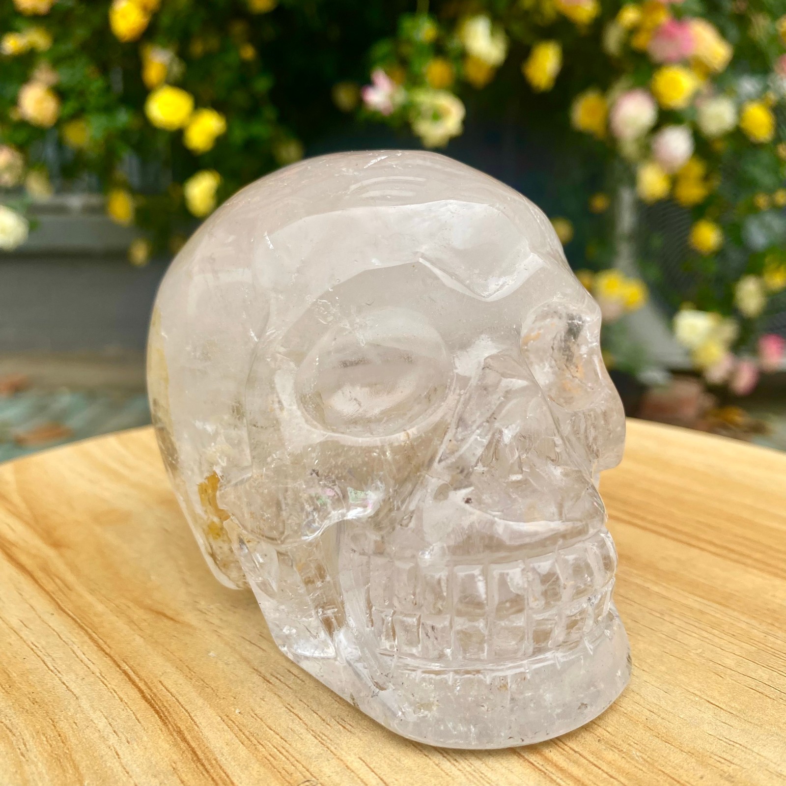 1.77LB TOP! White melting quartz hand carved crystal skull gem reiki healing