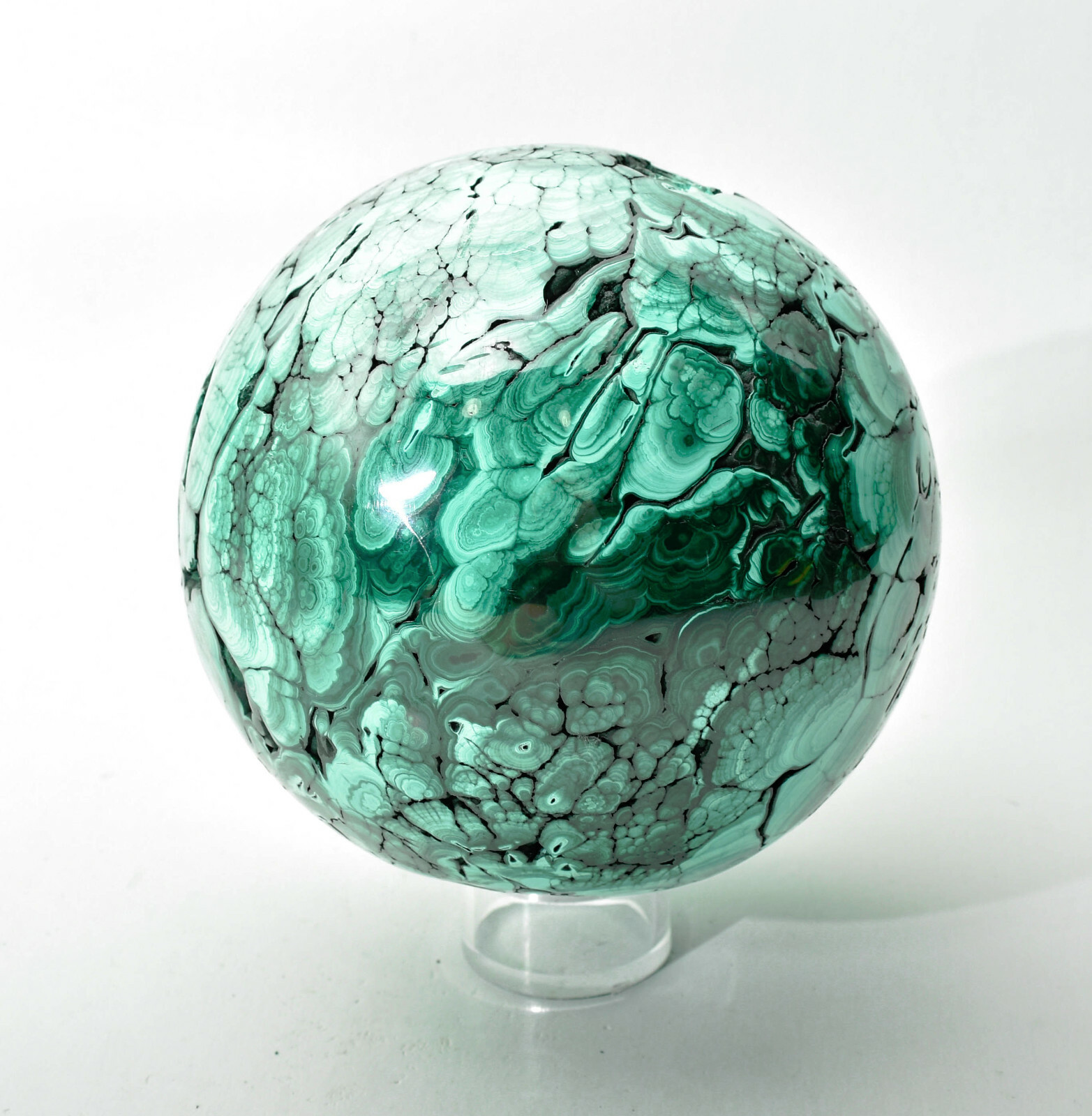 5.31″ Beautiful POLISHED MALACHITE SPHERE With Stand – No Filler Congo E565