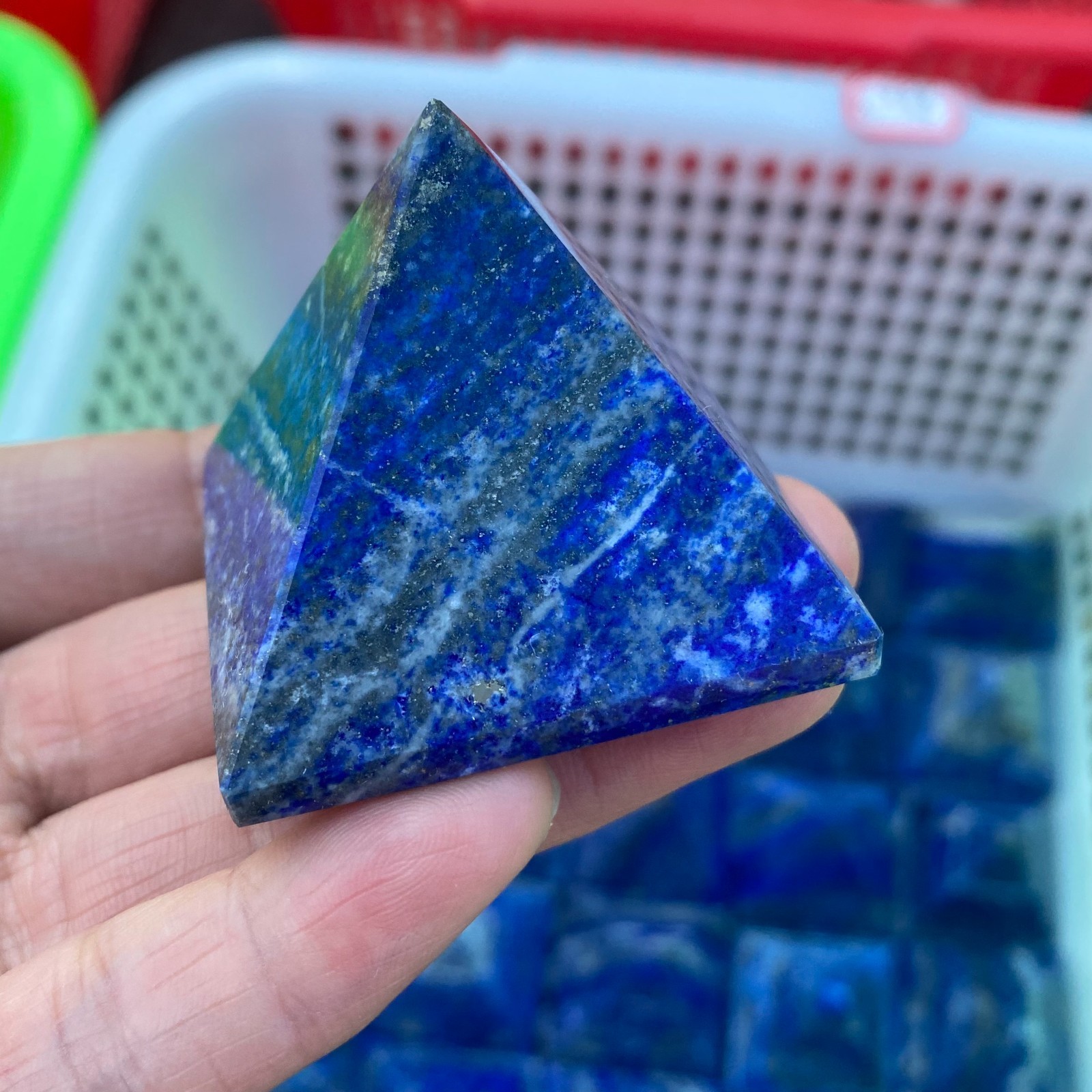 1PC Natural lapis lazuli Quartz Crystal Pyramid Energy Tower Spiritual Healing