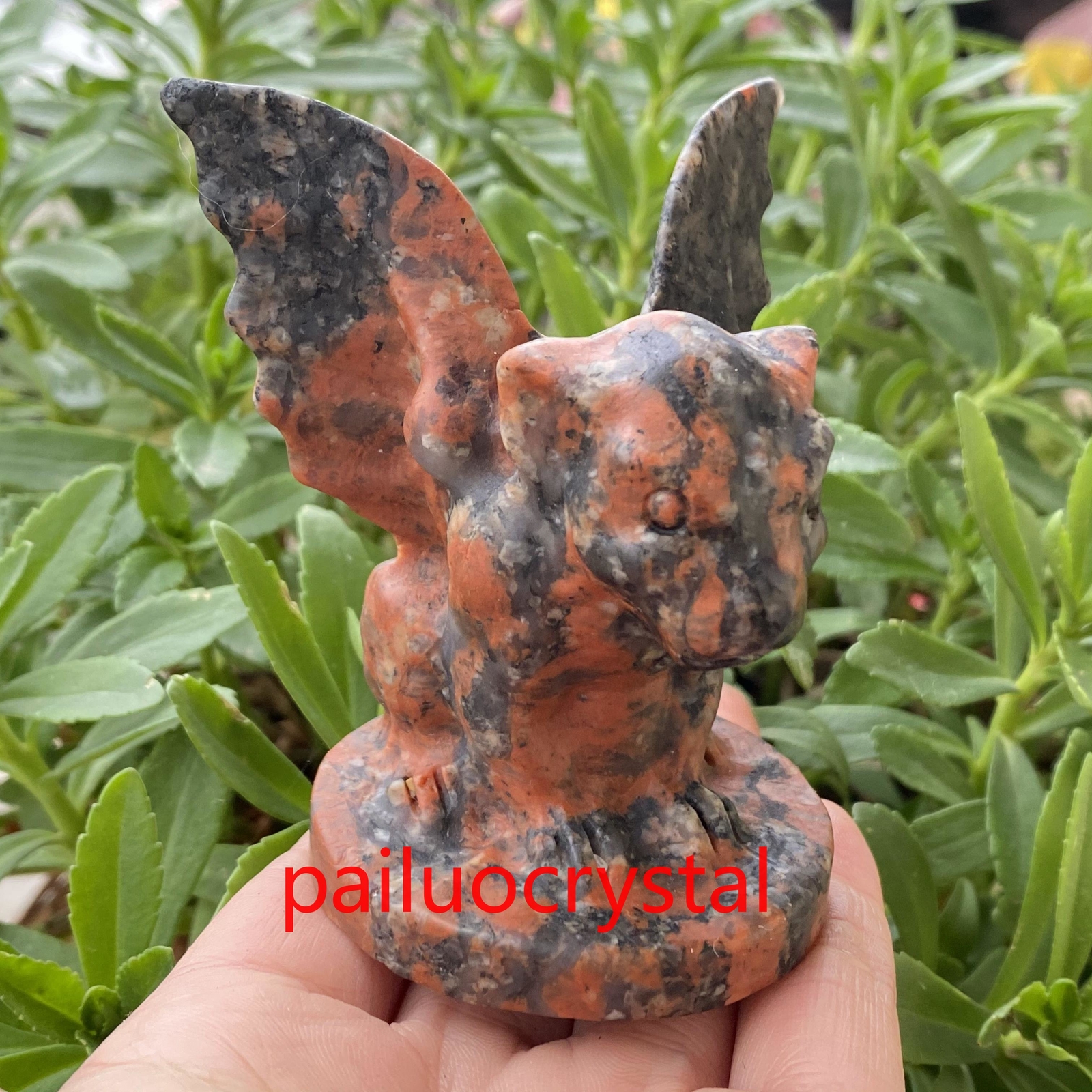 200g+ 1pc Natural Red Spectrolite Gargoyle Quartz Crystal Skull Figurines 3″
