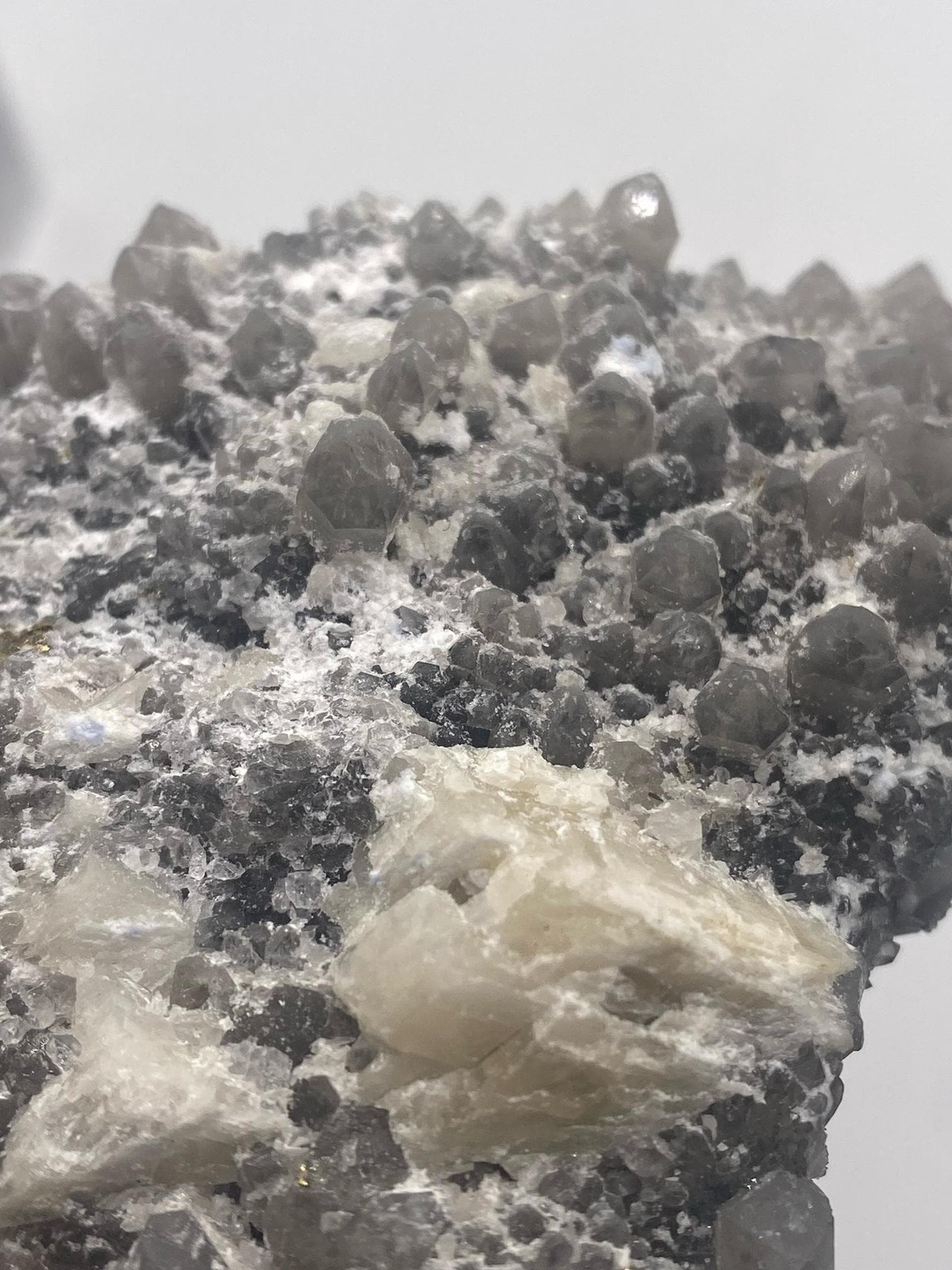 Blue Fluorite Cube Crystals on Smoky Quartz with Calcite! Great Specimen