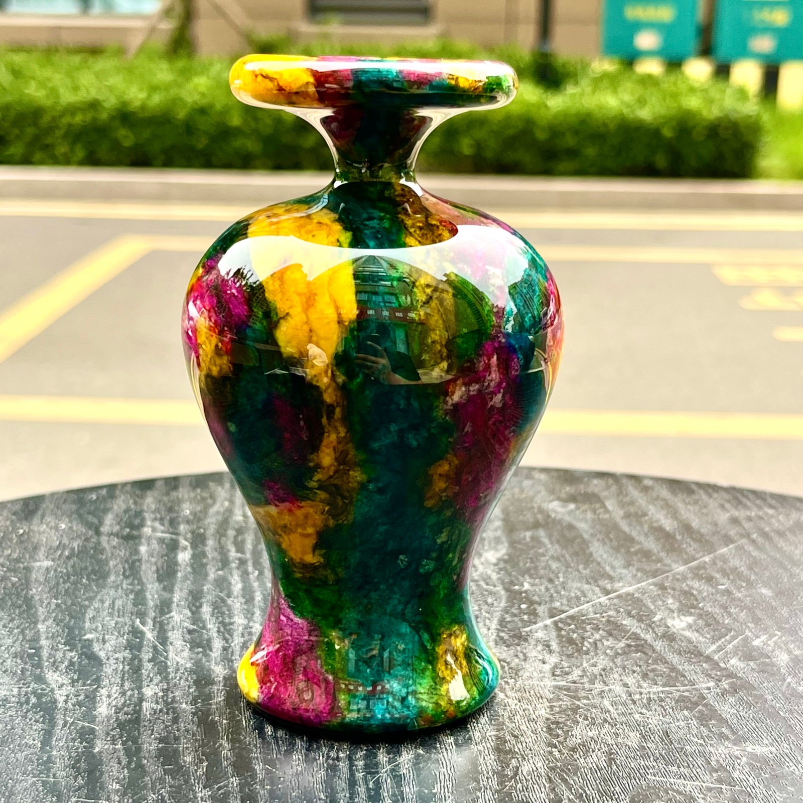1.91LB Natural “Seven Colors Jade” vase specimen -Taiwan China