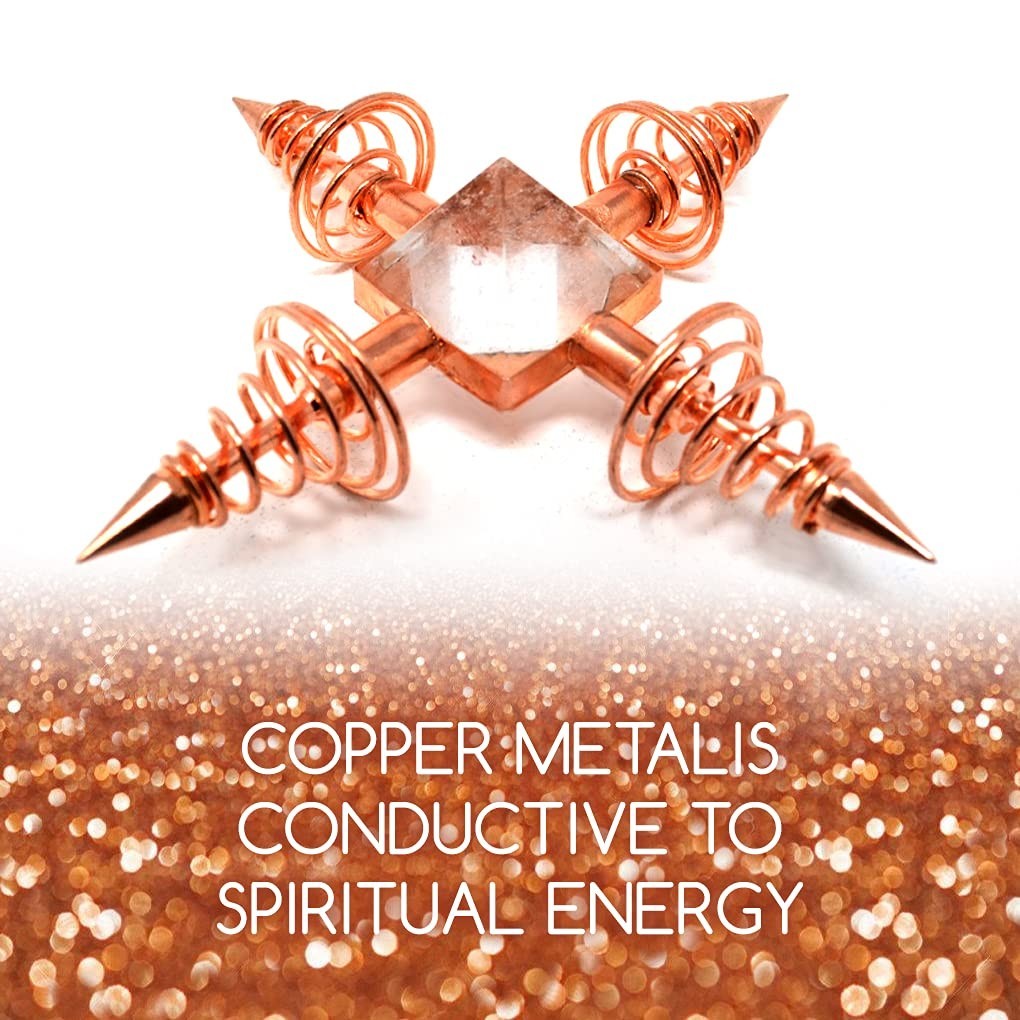 Copper Energy Generator with Quartz Pyramid & Coils for Healing, Reiki, Chakra B