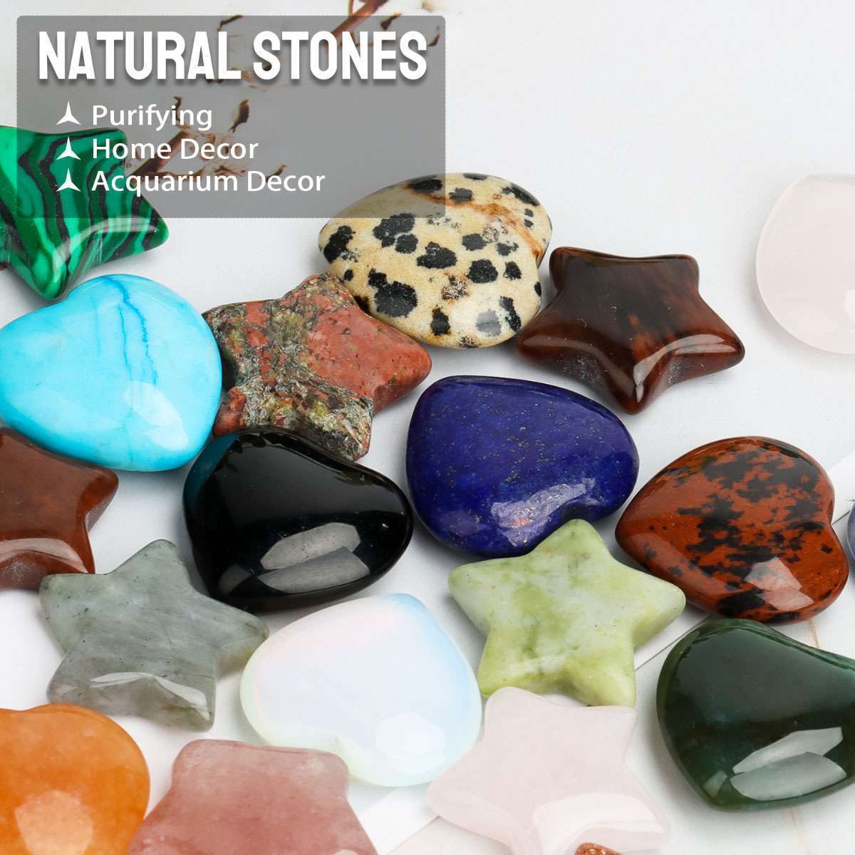 UP TO 50PC Colorful Stars Hearts Natural Stones Reiki Healing crystal home decor
