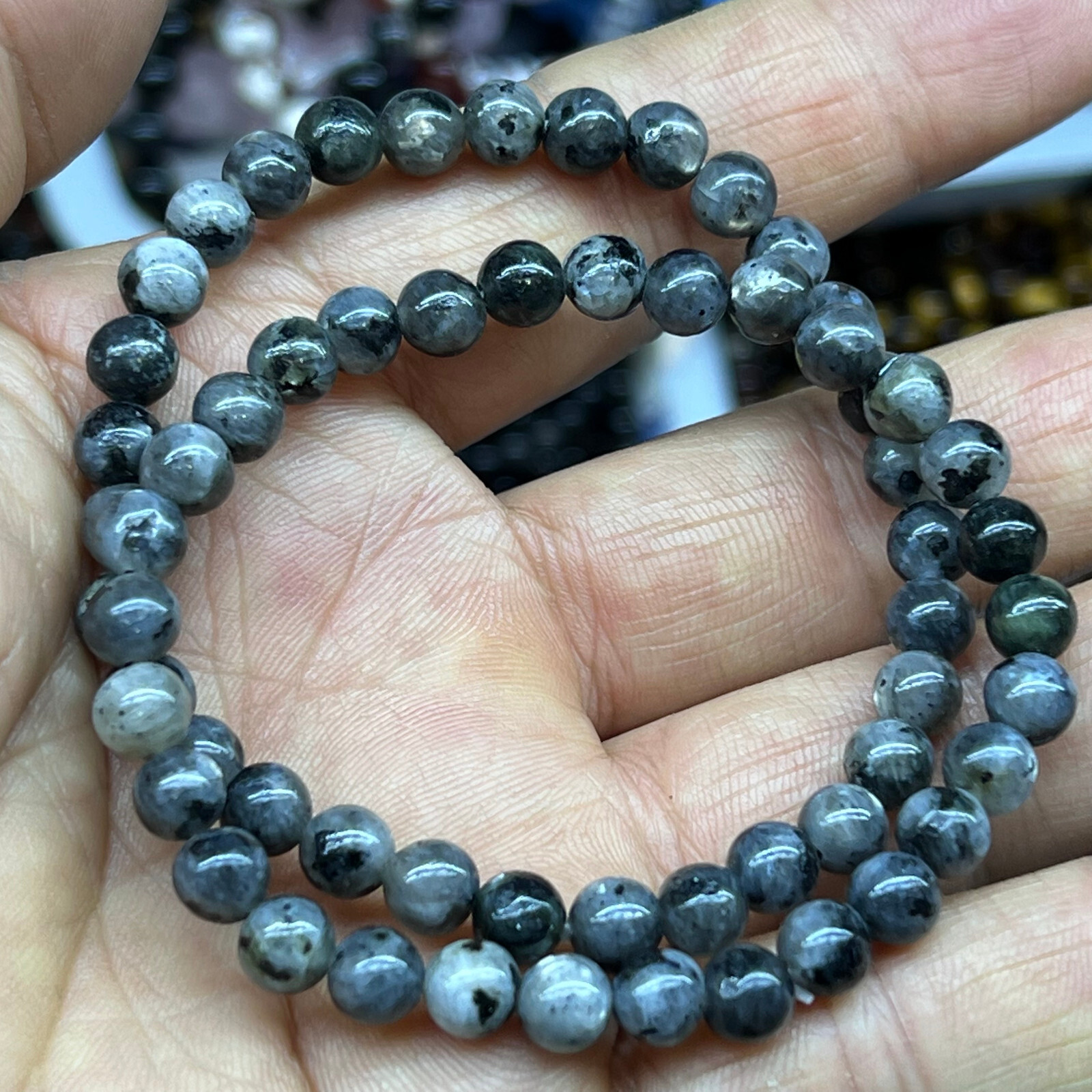 Wholesale Lot 6 Pcs Natural ShimmerStone 6 mm 7.5″ Crystal Stretch Bracelet