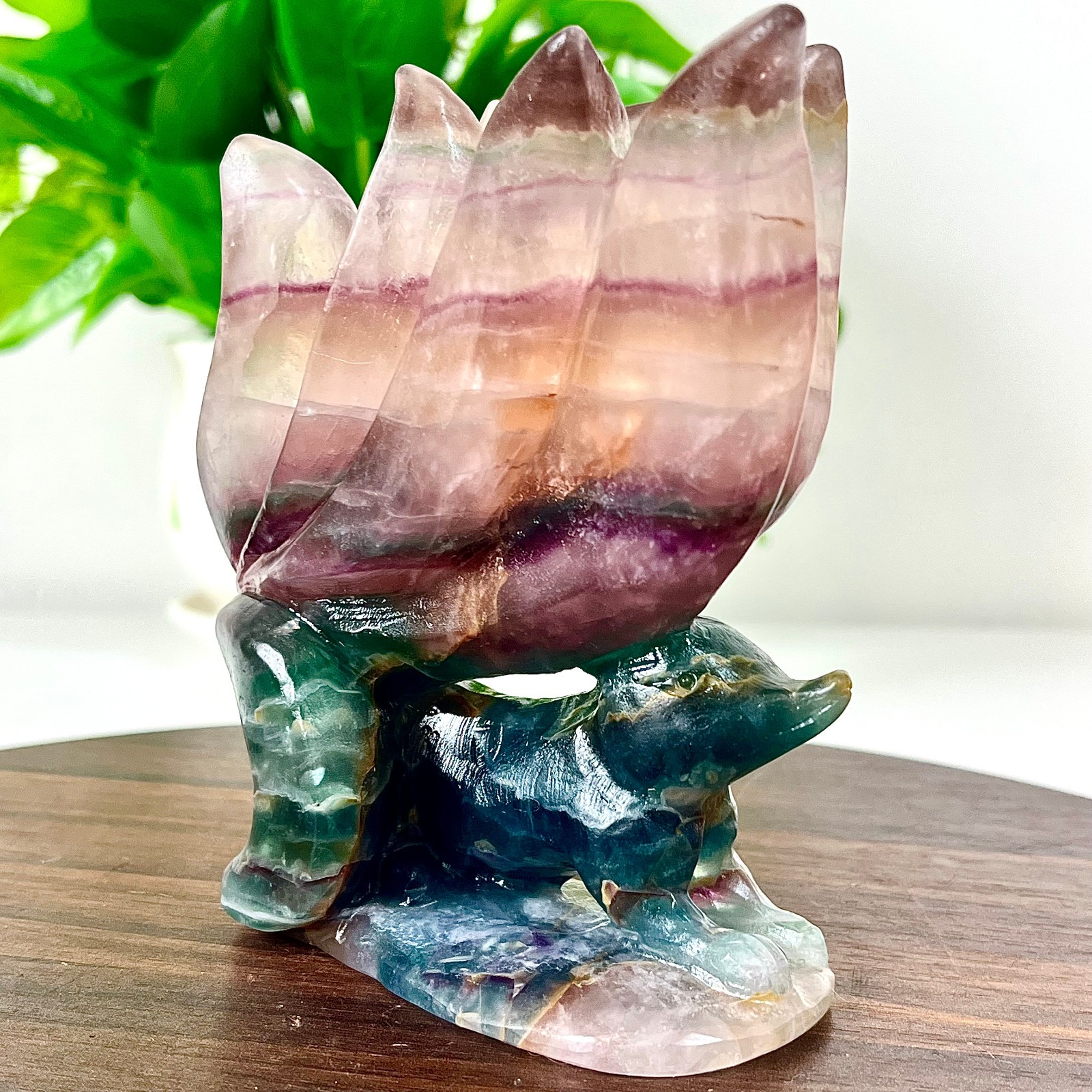 2.05LB Natural fluorite quartz products, hand carved and polished spiritual orna